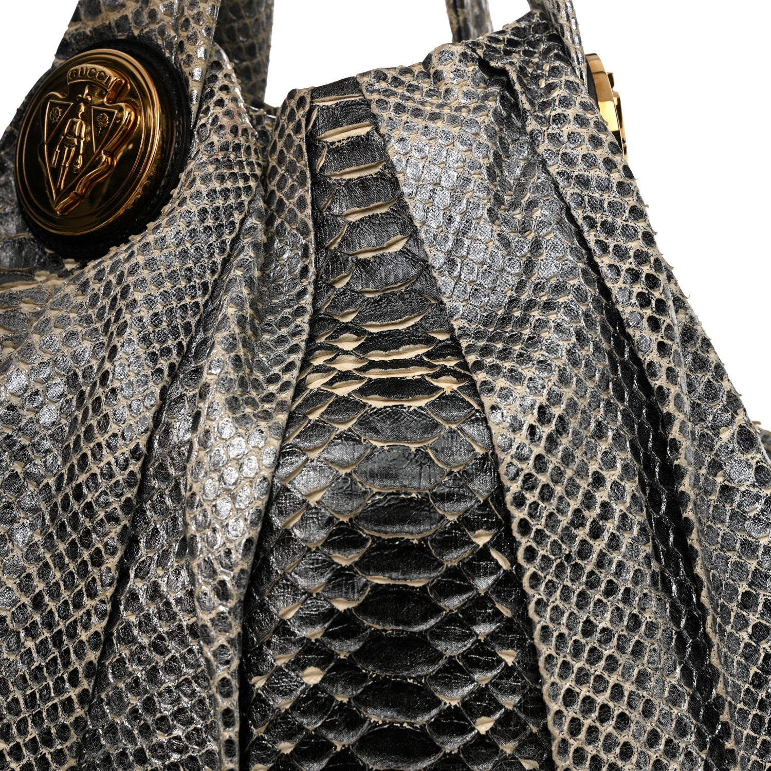 Snakeskin Medium Hysteria Top Handle Bag Black White