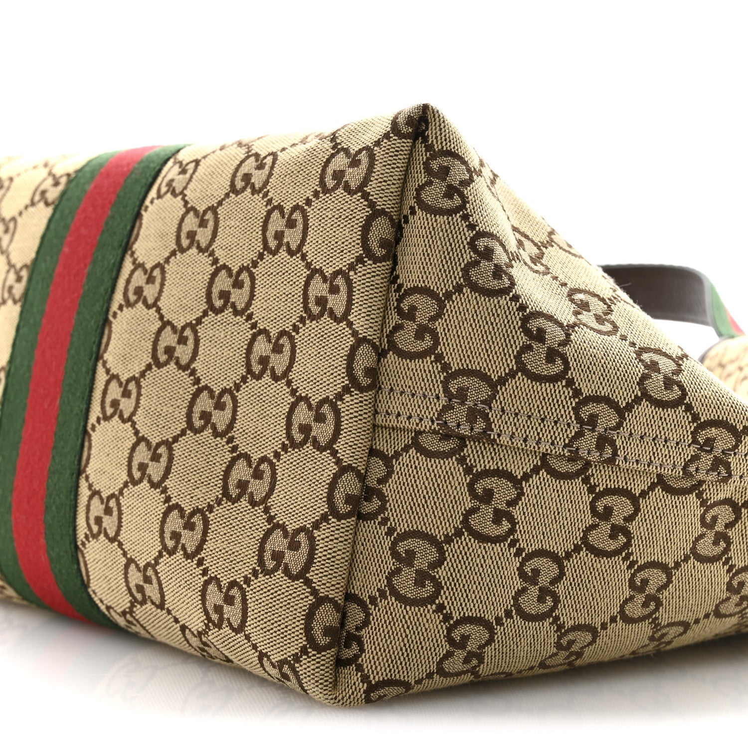 GG Monogram Web Small Giglio Tote Bag Beige Dark Brown