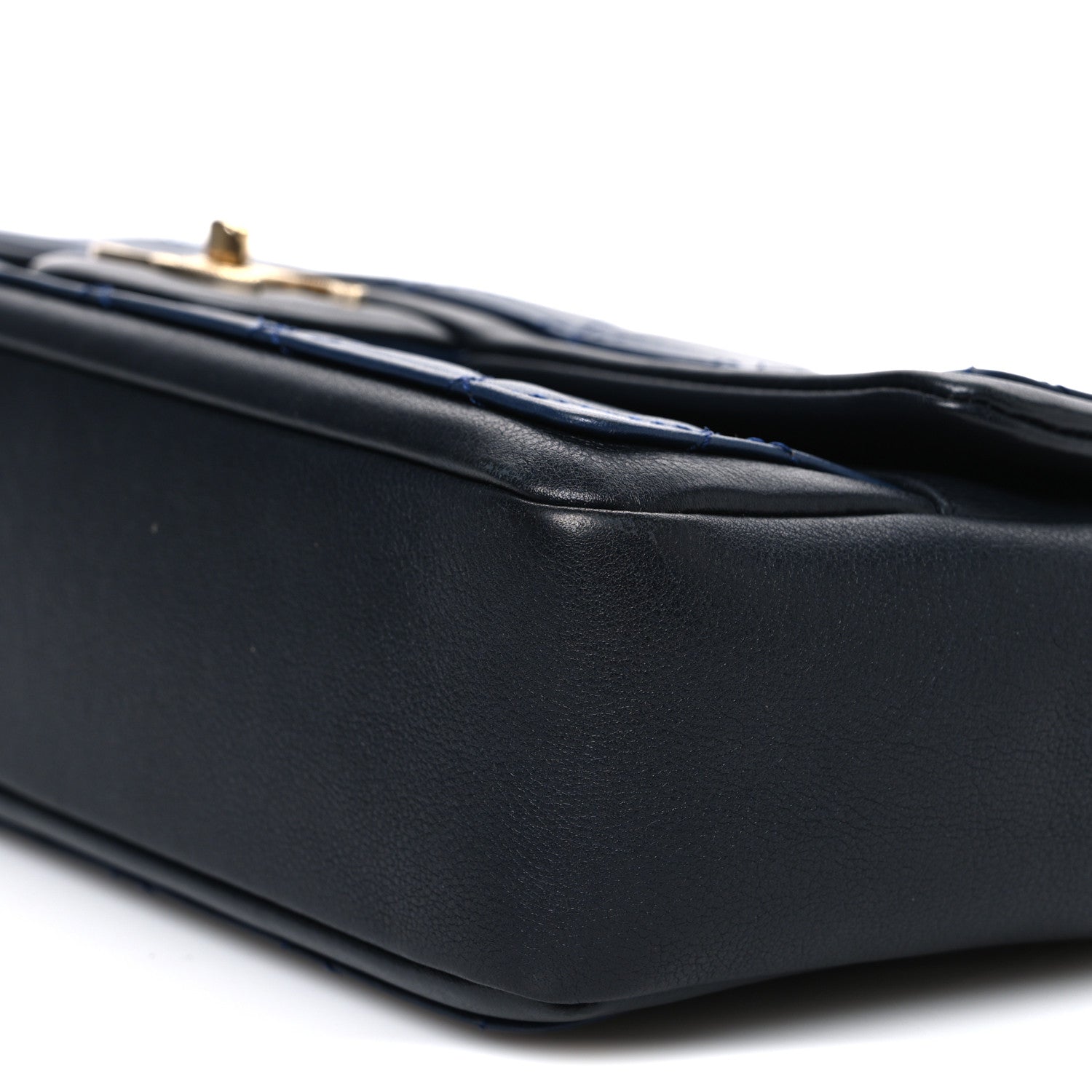 Calfskin Quilted Medium Graphic Flap Blue Black