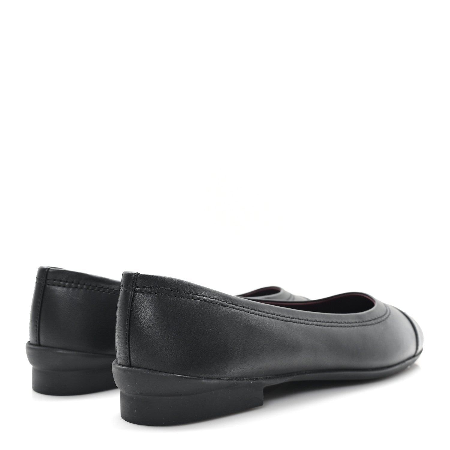 Lambskin Cap Toe CC Uniform Ballerina Flats 37.5 Black