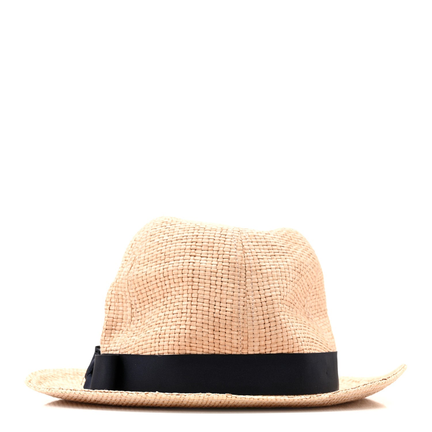 Straw Grosgrain Wide Brim Hat L Black