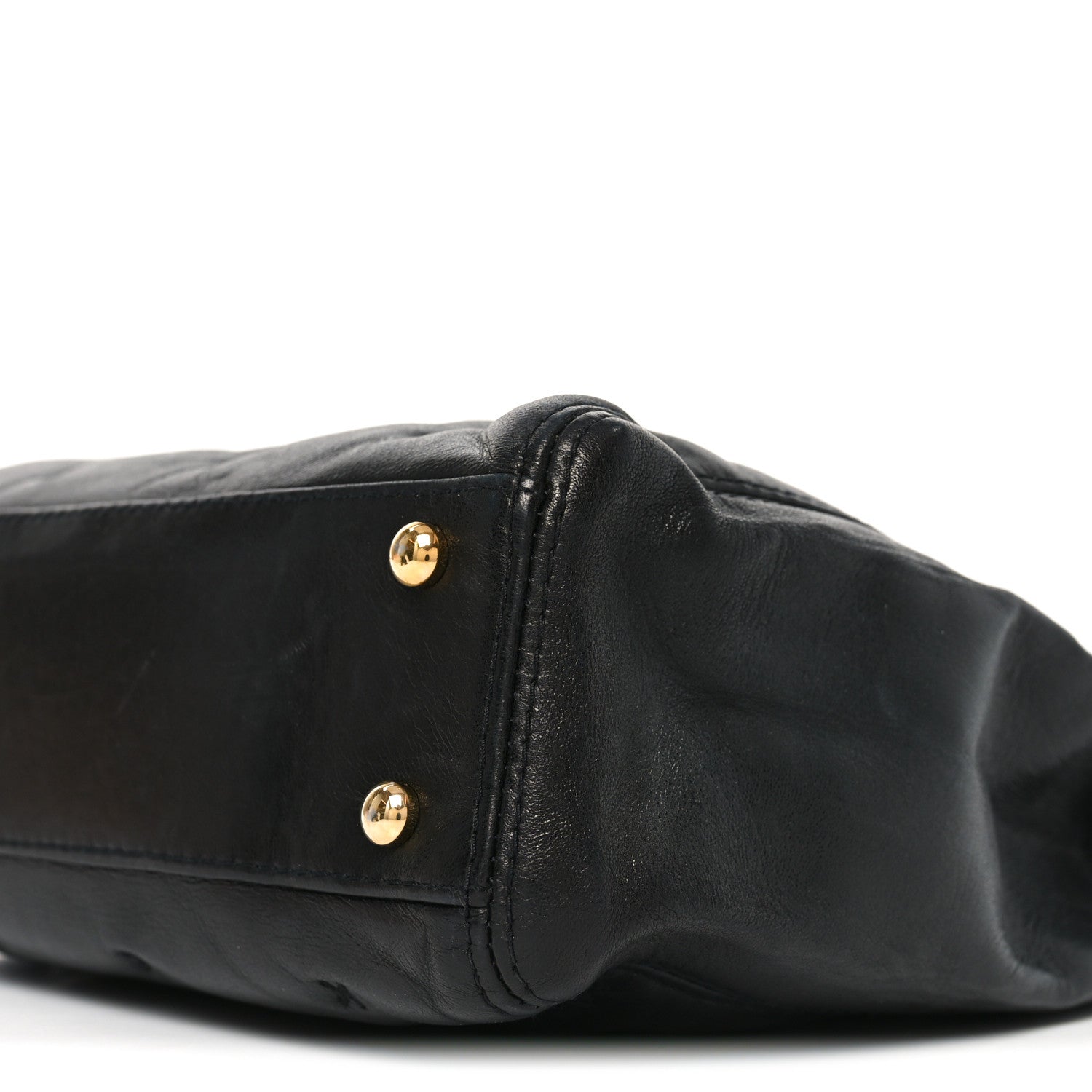 Lambskin Cross Stitch Shopper Tote Black