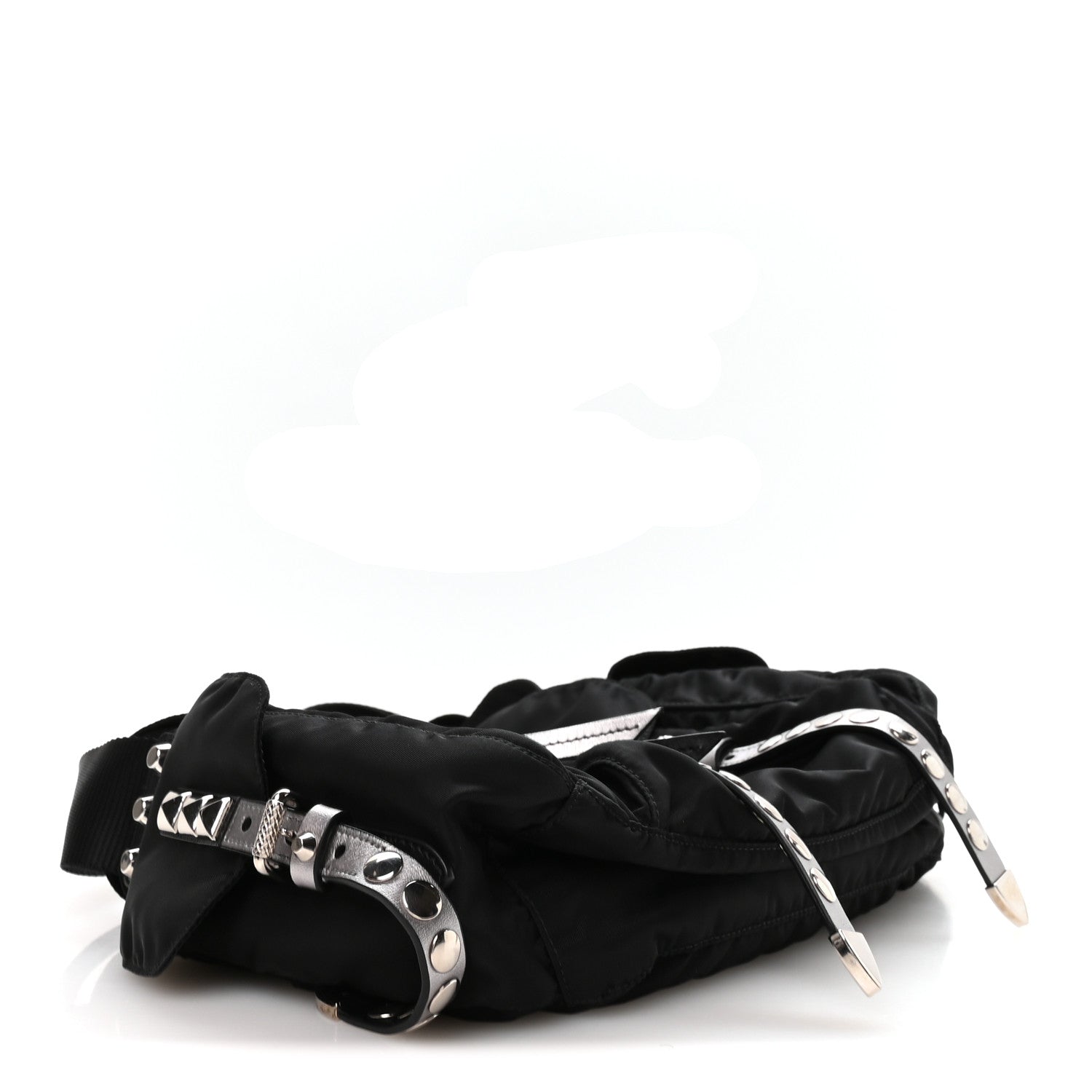 Nylon New Vela Studded Messenger Bag Black