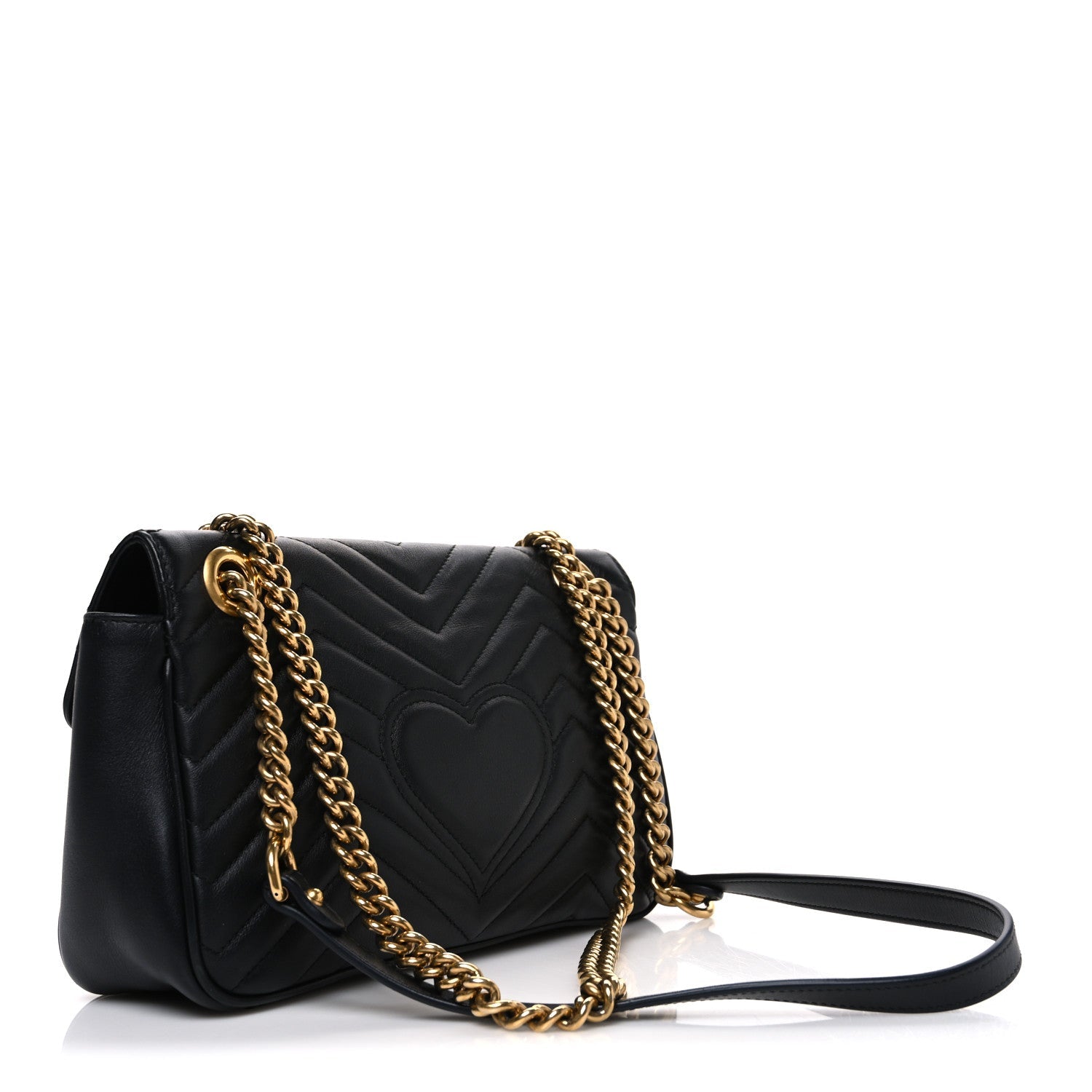 Calfskin Matelasse Small GG Marmont Shoulder Bag Black