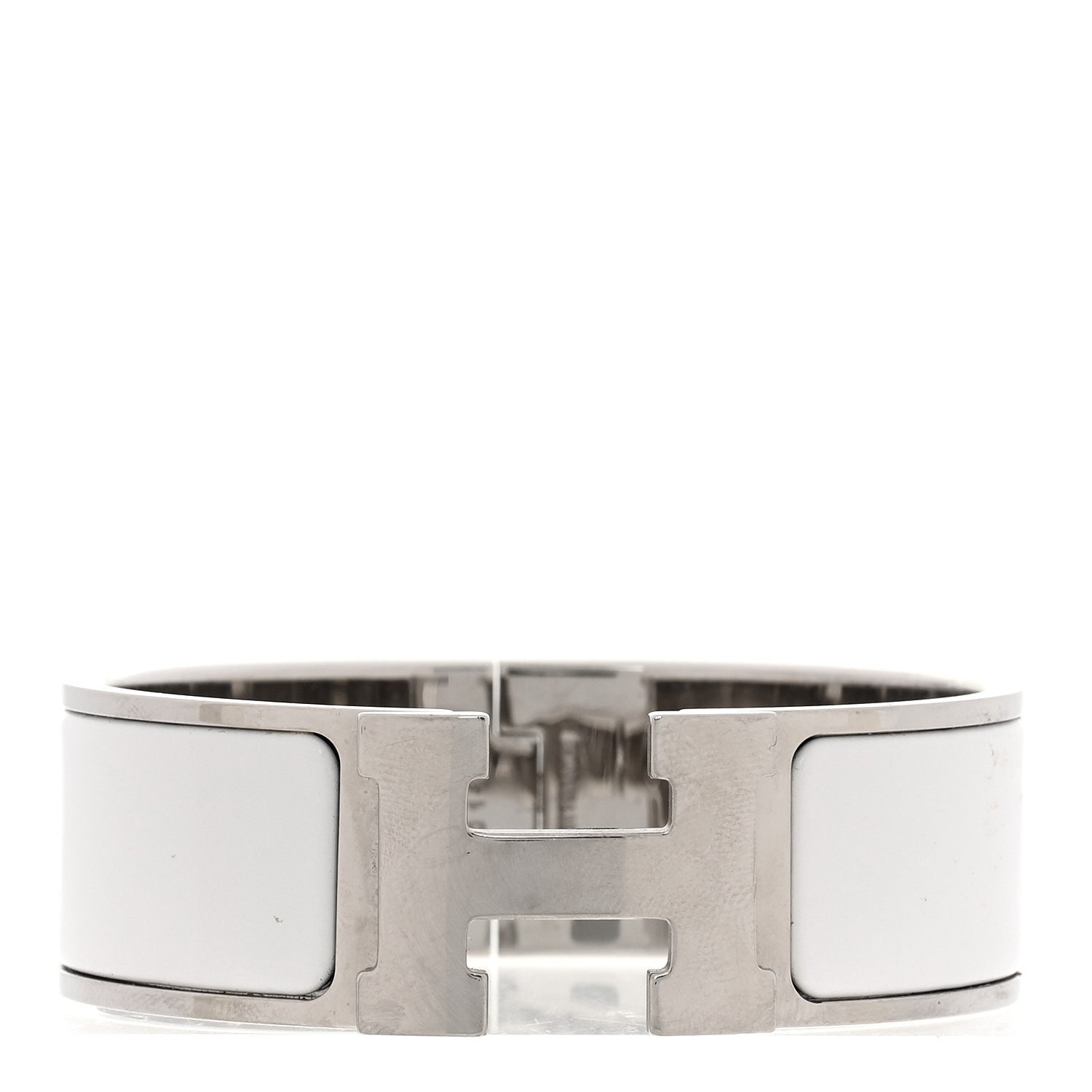 Enamel Wide Clic Clac H Bracelet PM White