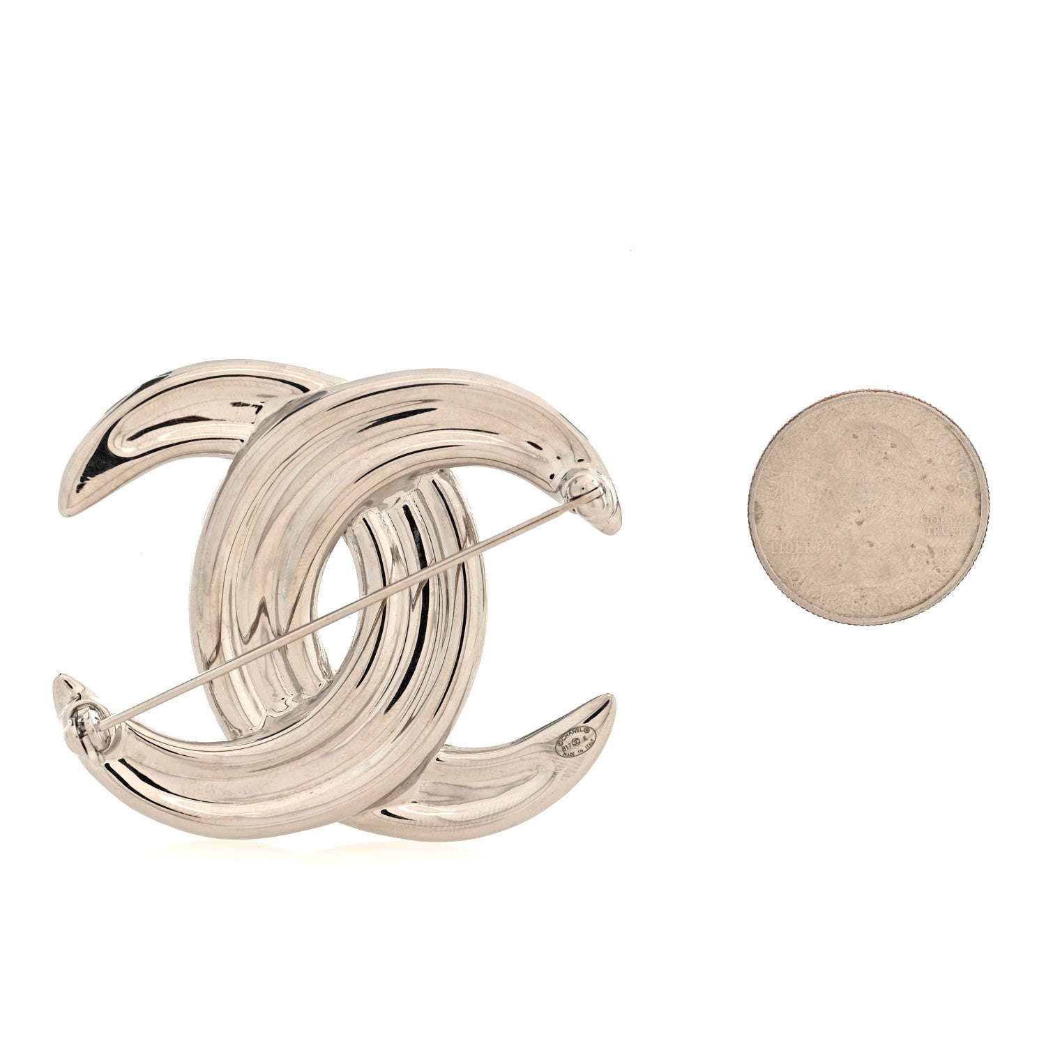 Baguette Crystal CC Brooch Silver
