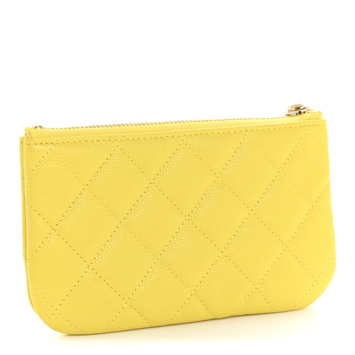 Caviar Quilted Small Cosmetic Case Yellow