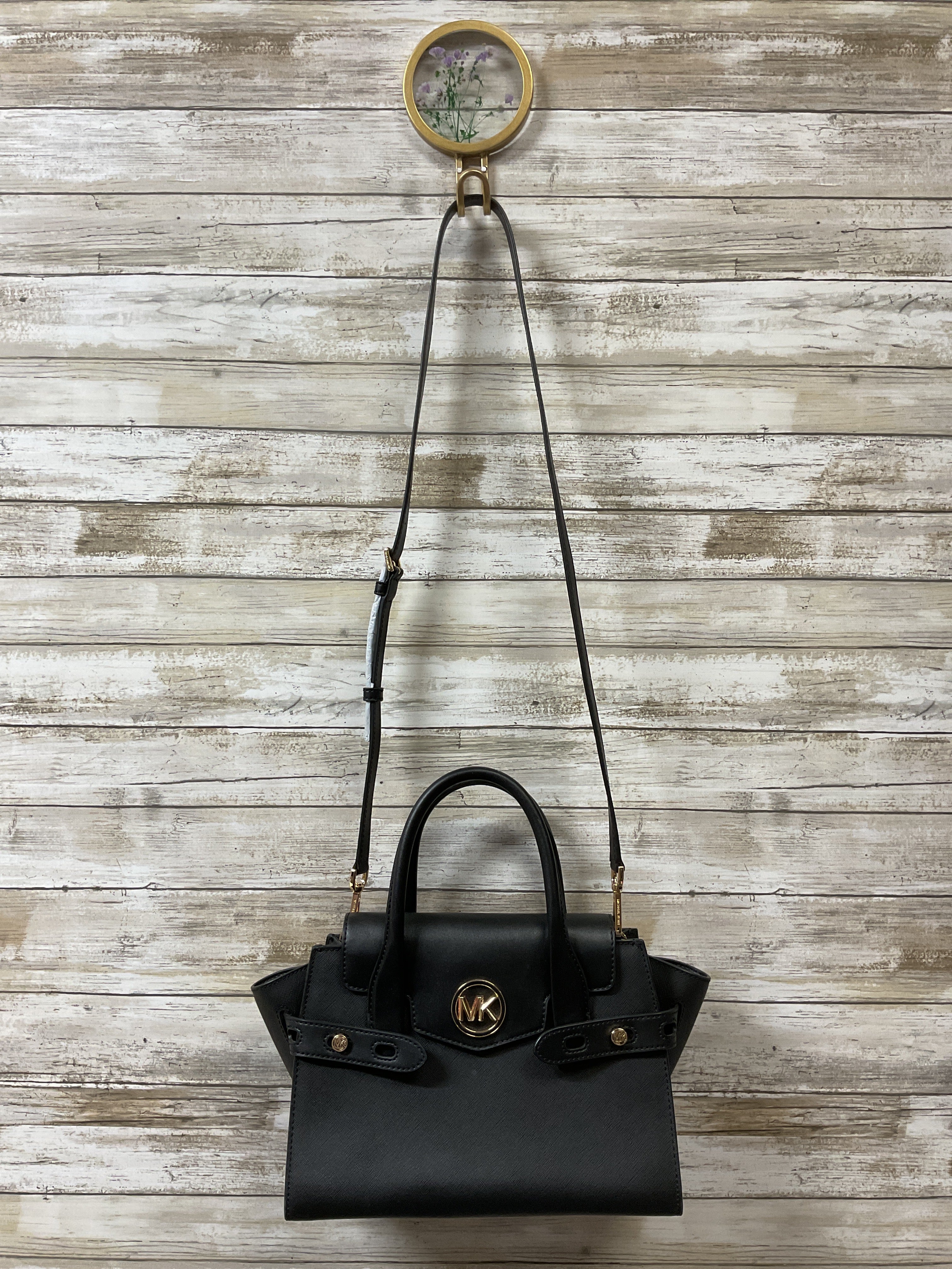 Handbag By Michael By Michael Kors In Black & Gold, Size:Medium