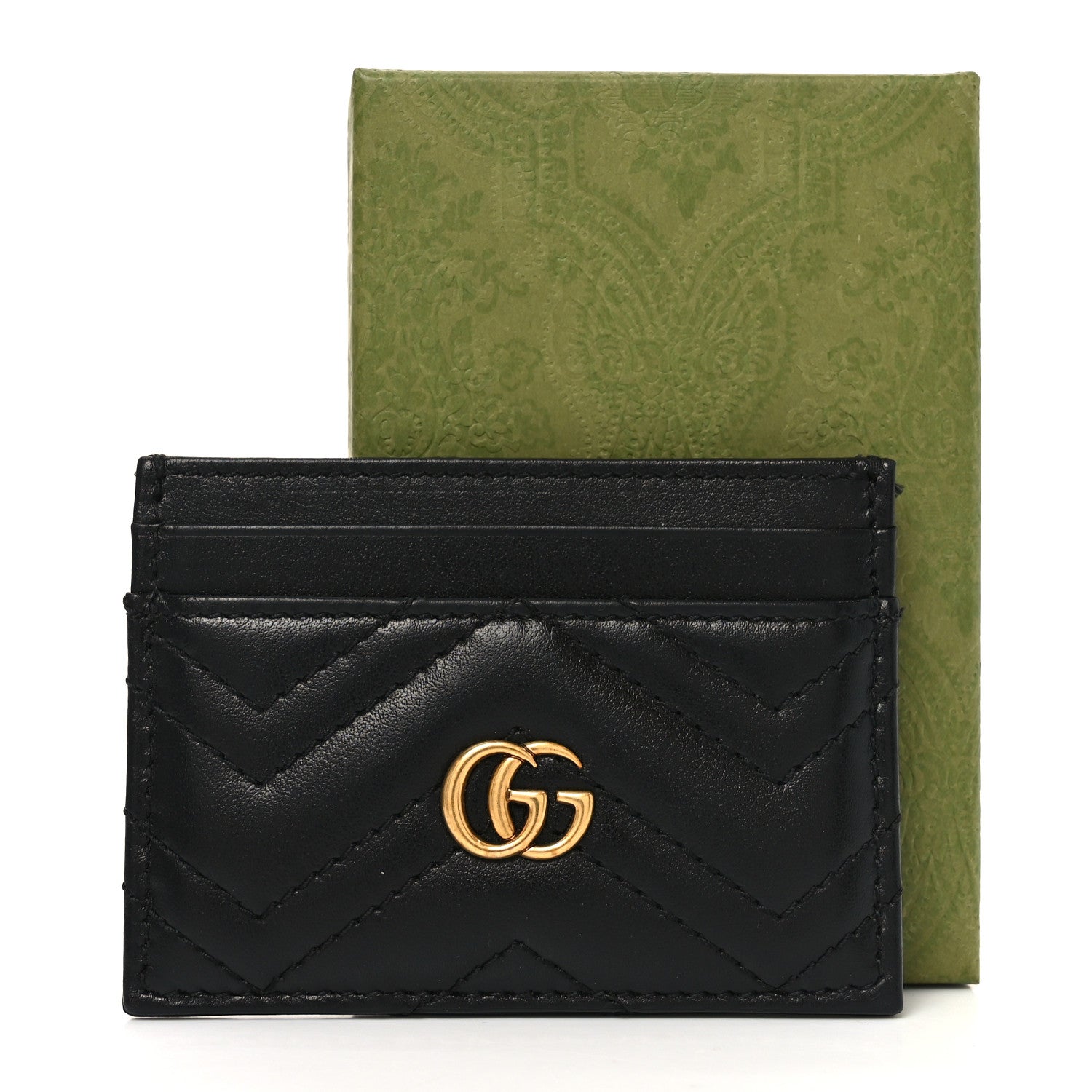 Calfskin Matelasse GG Marmont Card Holder Black