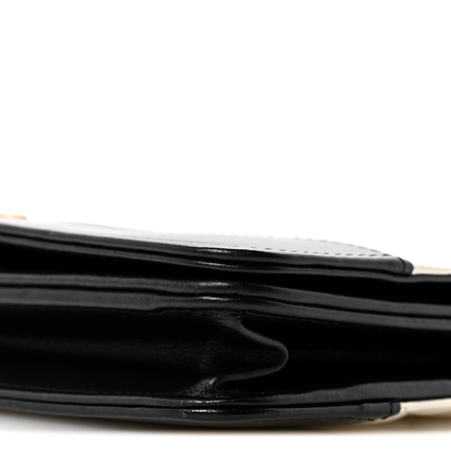 Aged Calfskin Quilted Gabrielle Wallet On Chain WOC White Black
