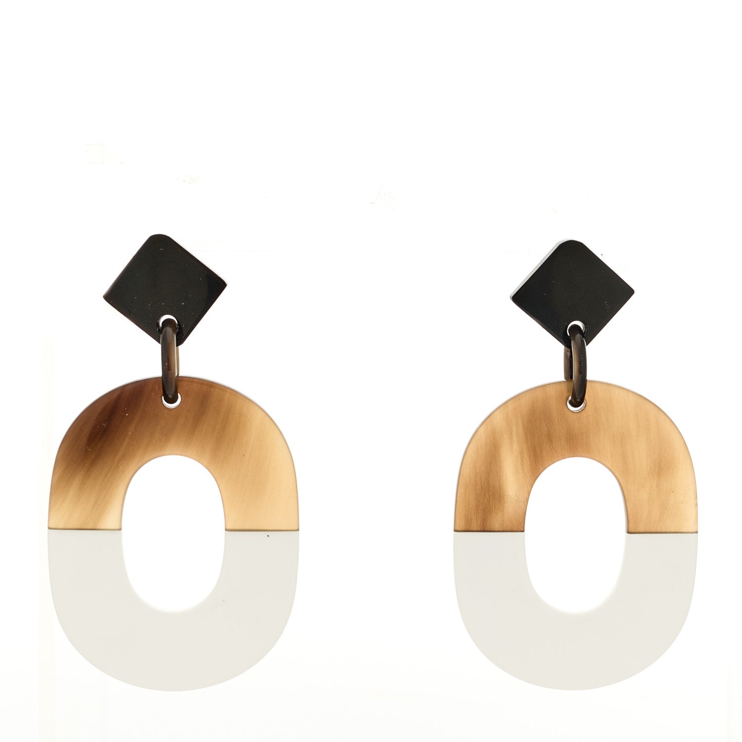Buffalo Horn Lacquered Wood Isthme Earrings White