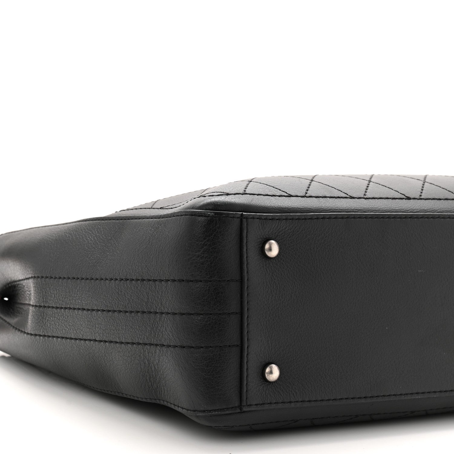 Bullskin Stitched Bi-Color Large Shopping Black