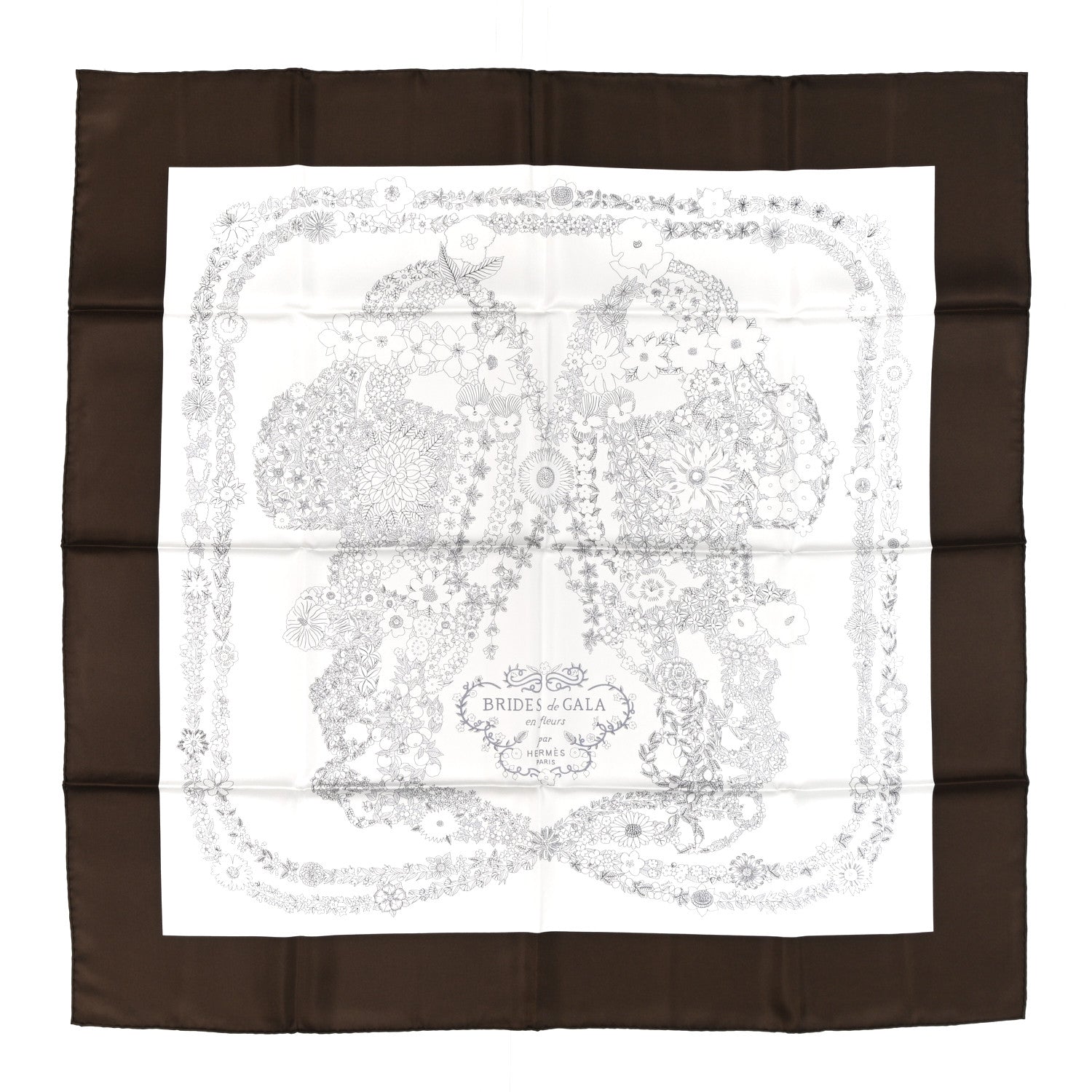 Silk Brides De Gala En Fleurs Scarf 90 Ebene White Gris Anthracite