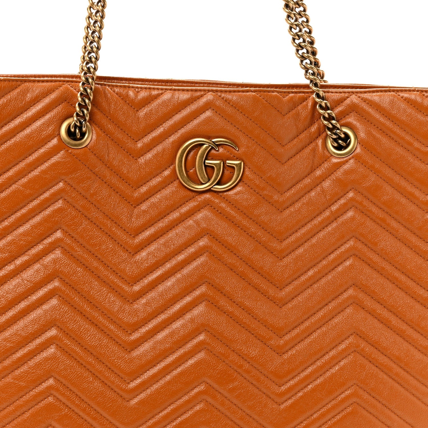 Azalea Calfskin Matelasse Large GG Marmont Slim Tote Cognac