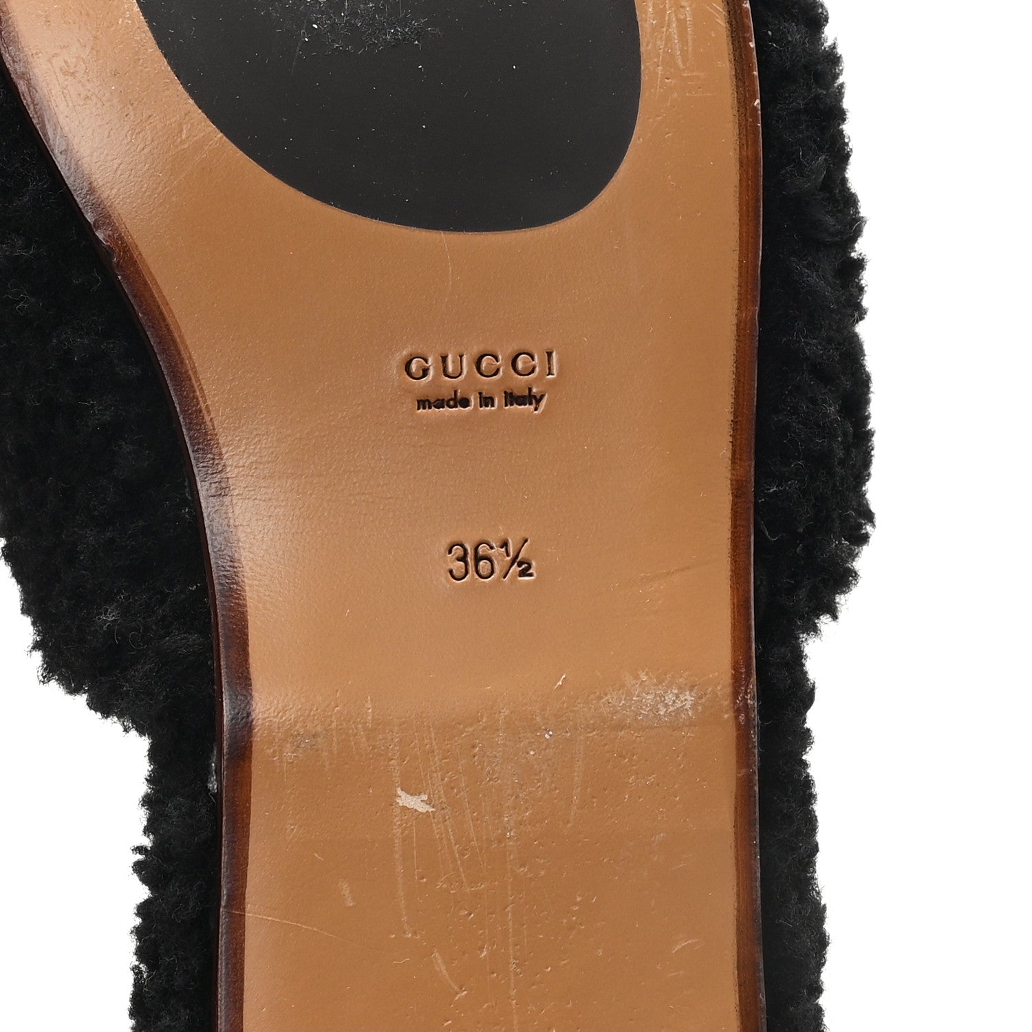 Faux Shearling Interlocking G Womens Eileen Slippers 36.5 Butterscotch Black