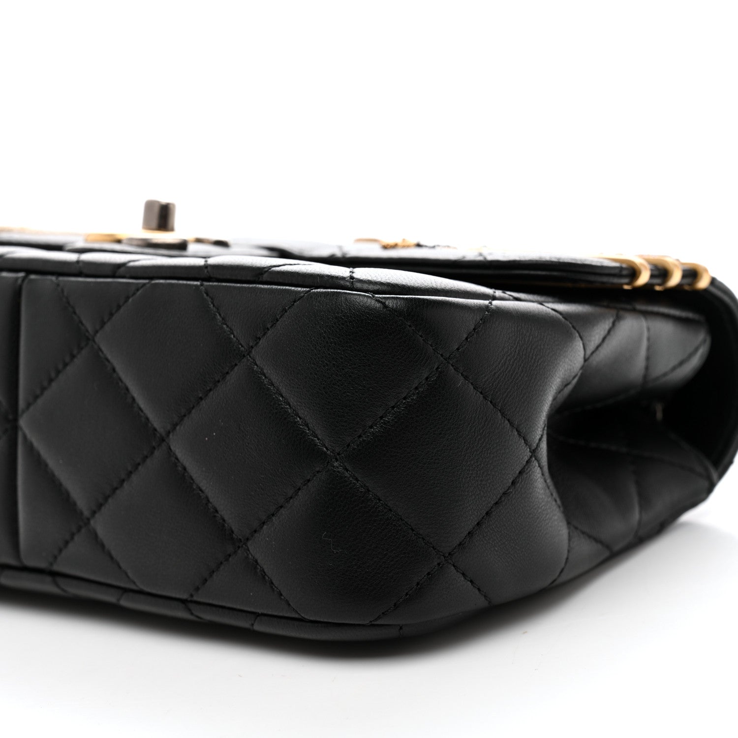 Lambskin Quilted Small Coco Clips Single Flap Black