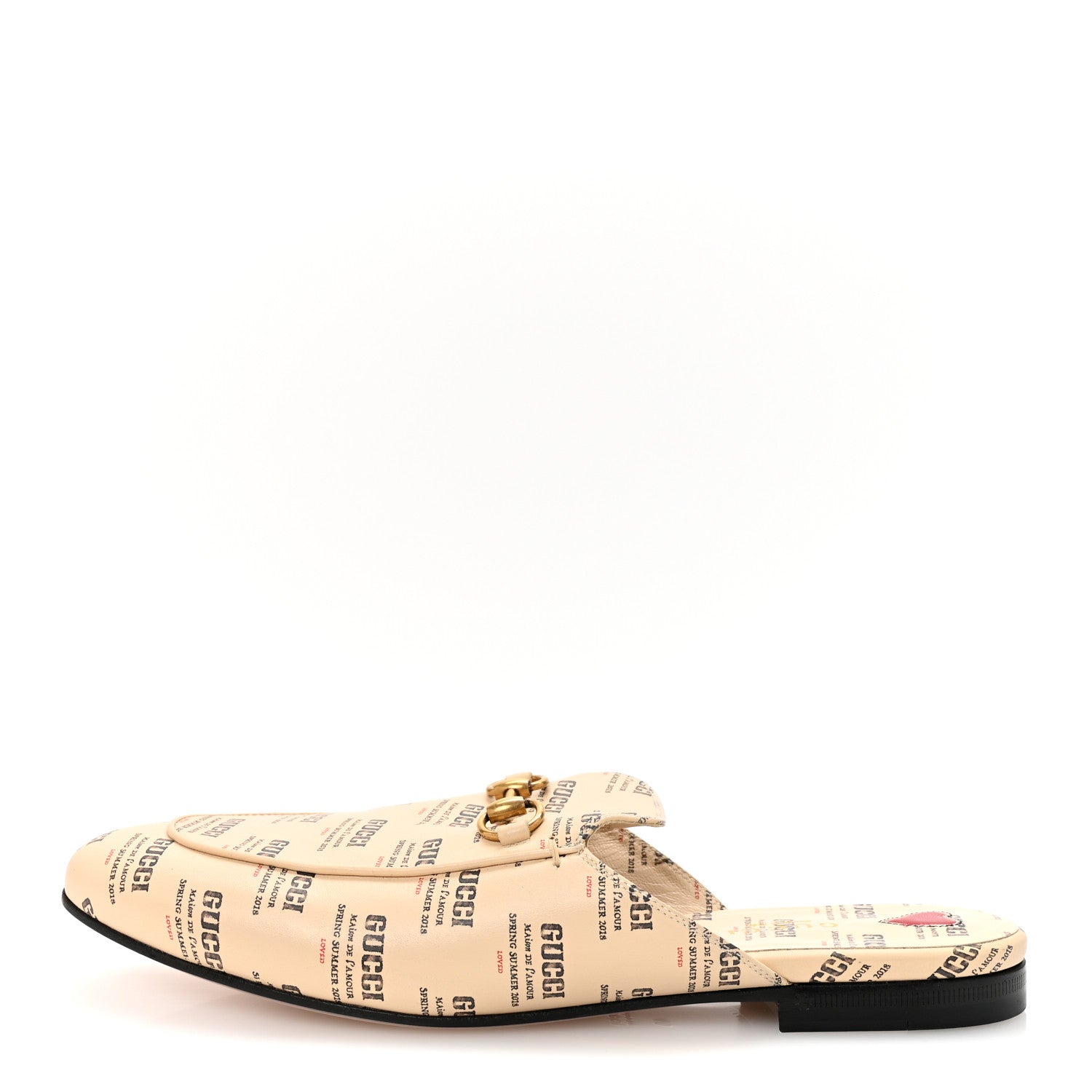 Calfskin Stamp Print Womens Princetown Slippers 40 Soy Black