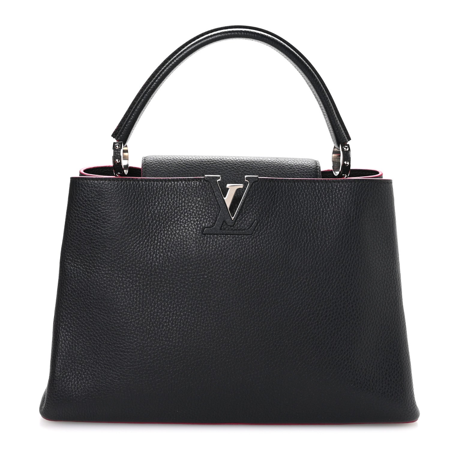 Taurillon Capucines PM Black Fuchsia