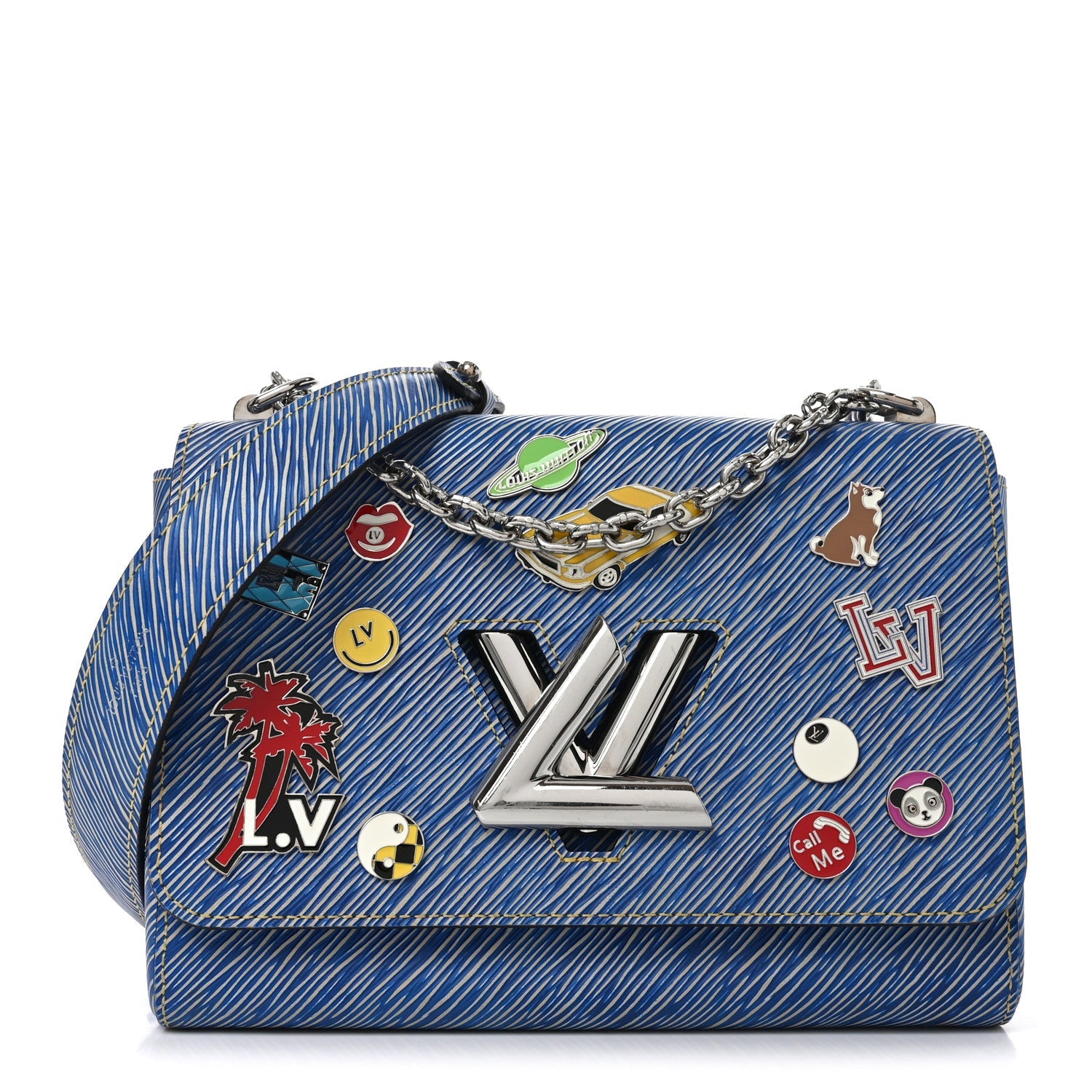 Epi Pins Twist Shoulder Bag MM Denim Light