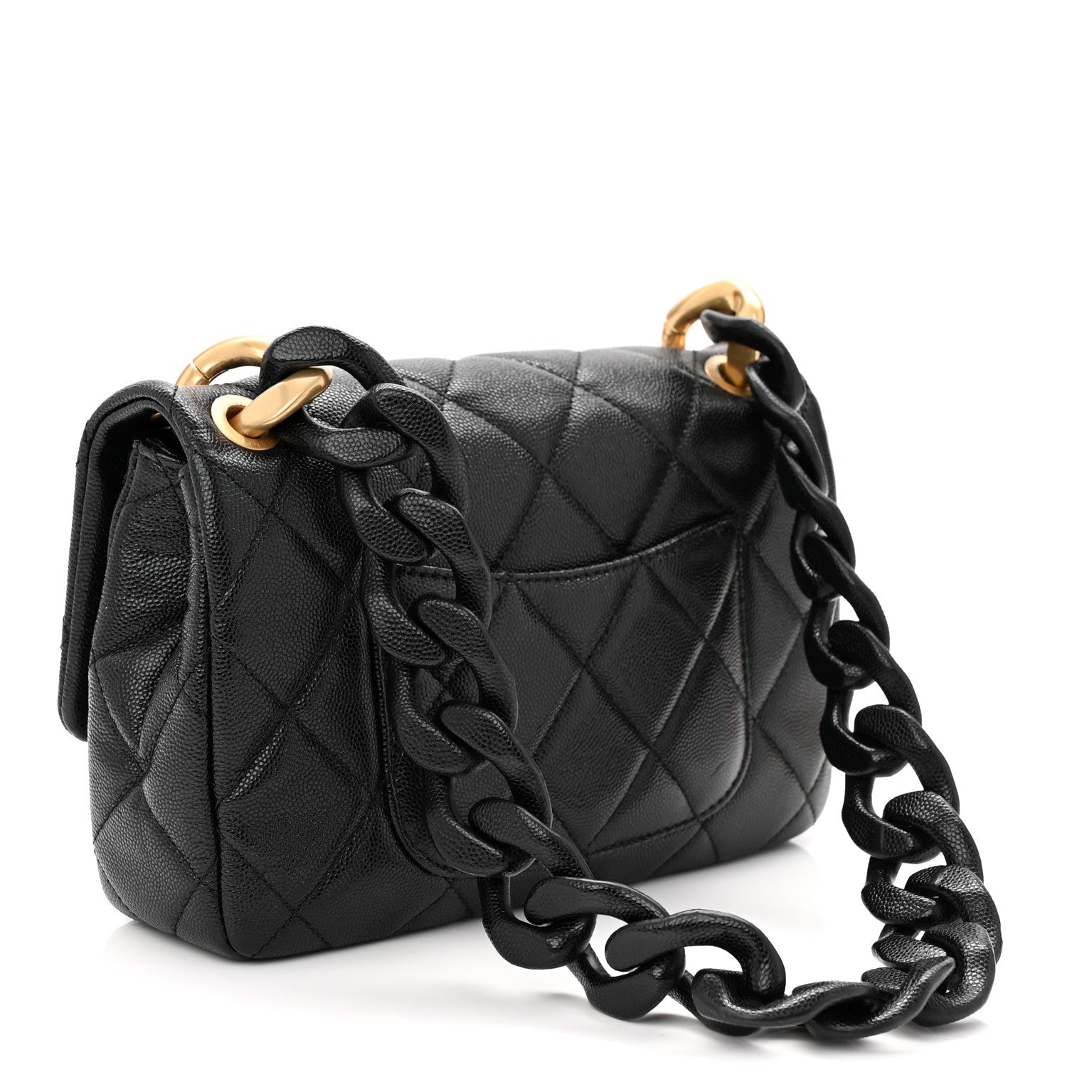 Caviar Quilted Small Funky Match Flap Black