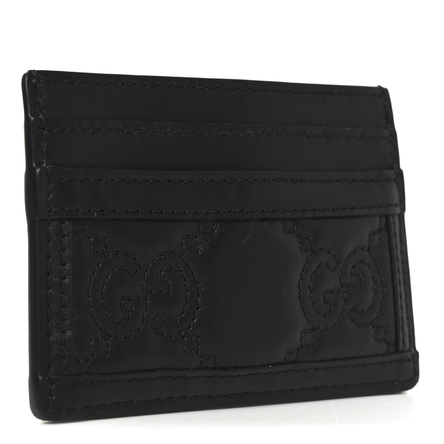 Calfskin GG Matelasse Card Holder  Black
