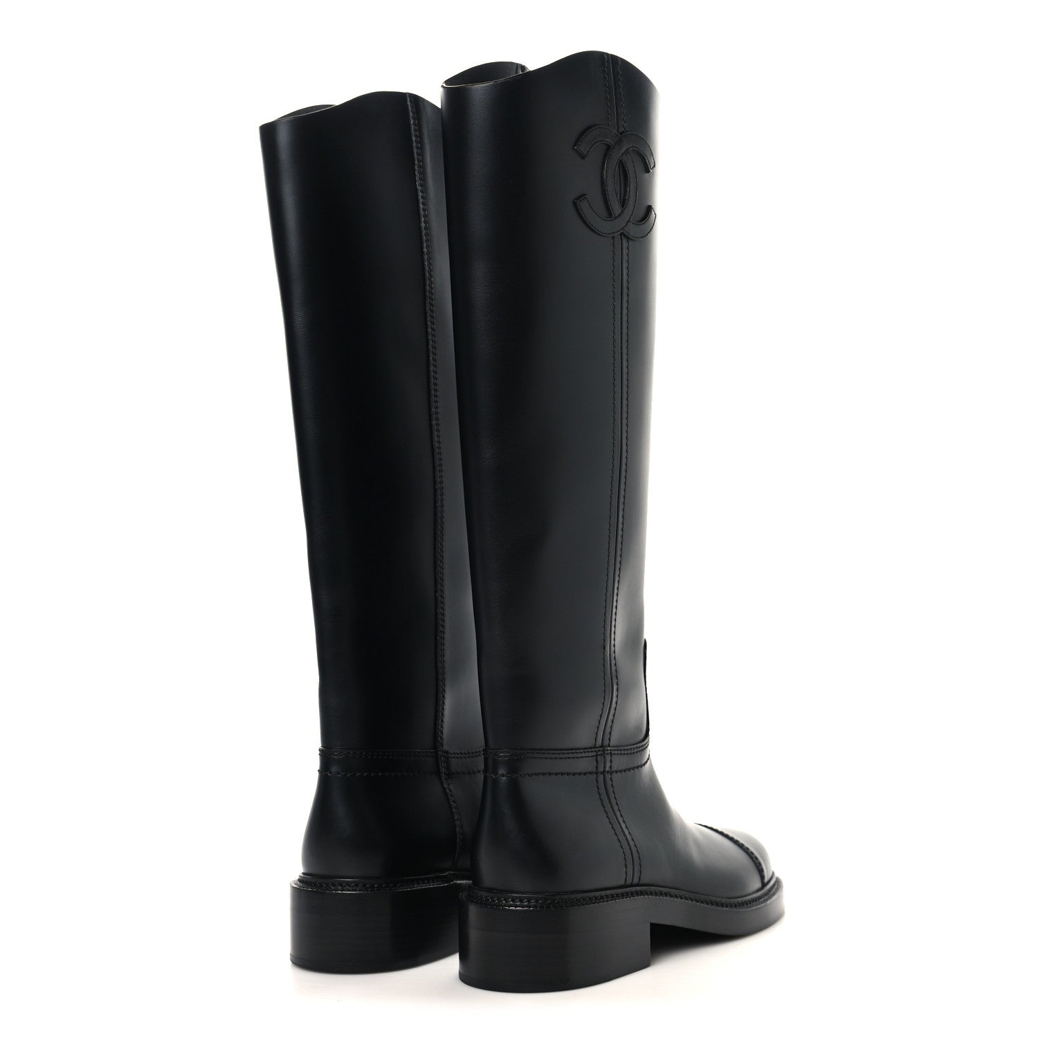 Calfskin Cap Toe CC Riding Boots 38.5 Black