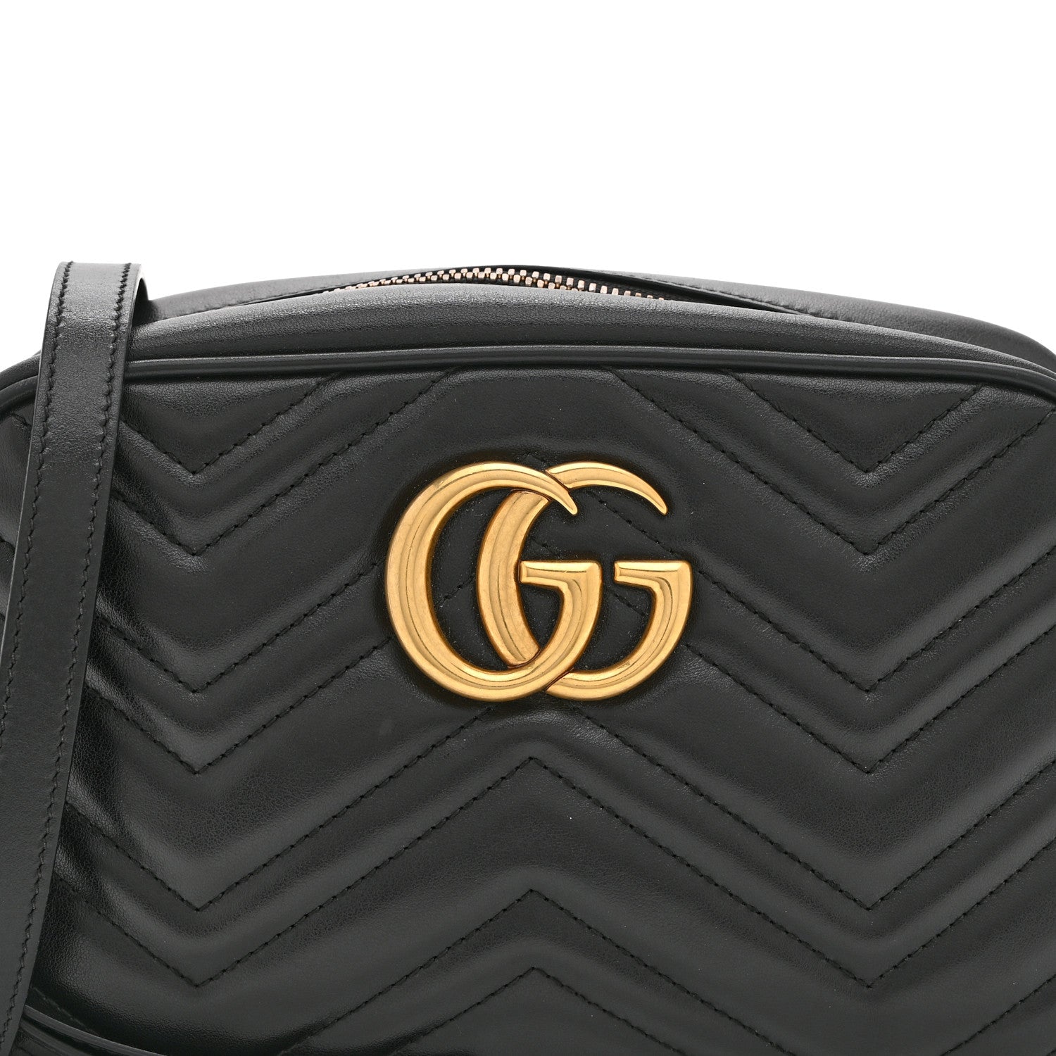Calfskin Matelasse Small GG Marmont Chain Shoulder Bag Black