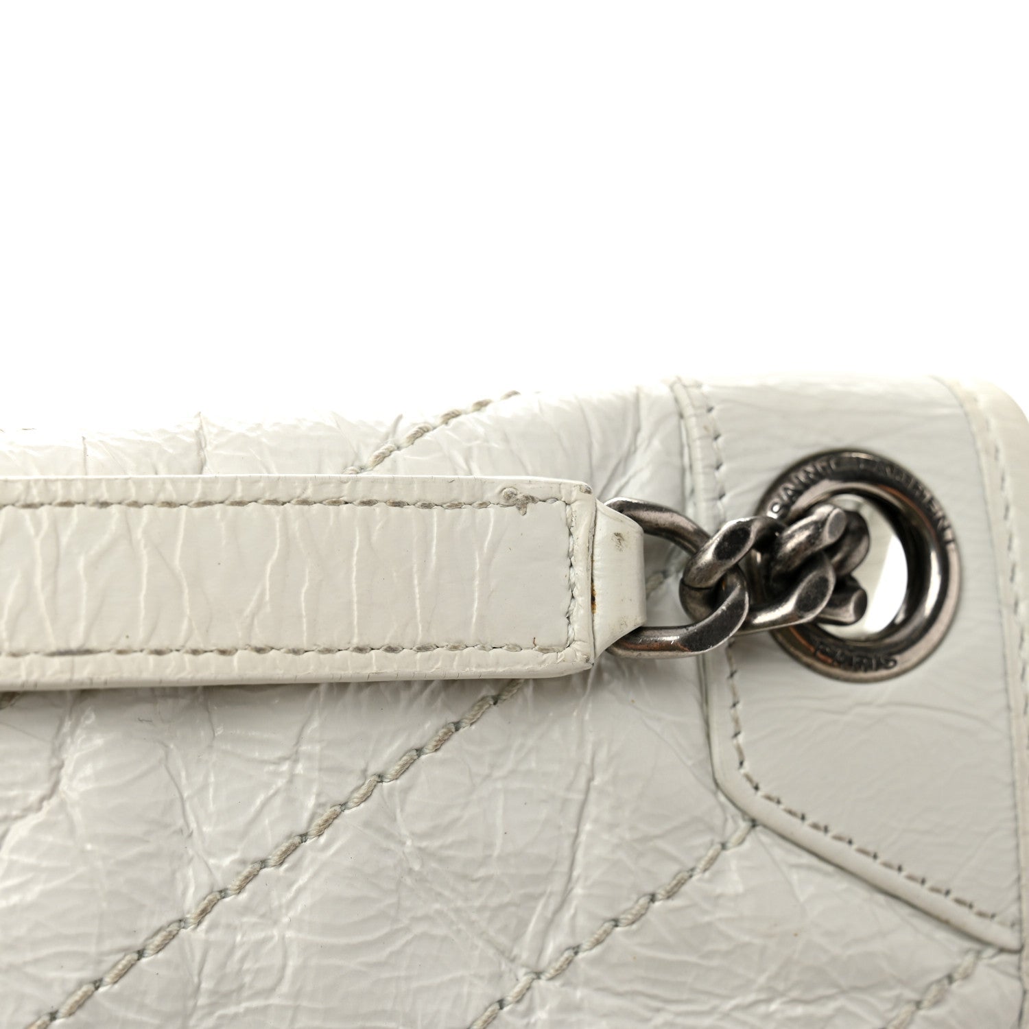 Crinkled Calfskin Matelasse Monogram Medium Niki Chain Satchel Dirty White
