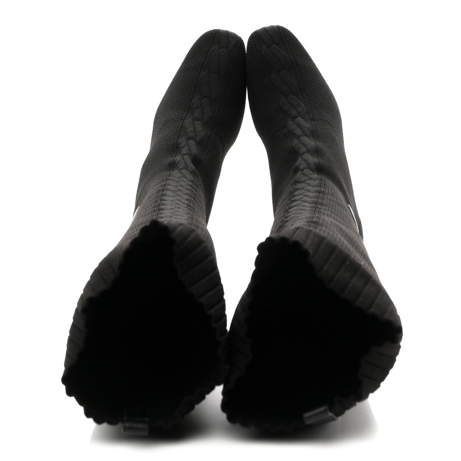 Knit Calfskin Fontaine 60 Boots 37 Black