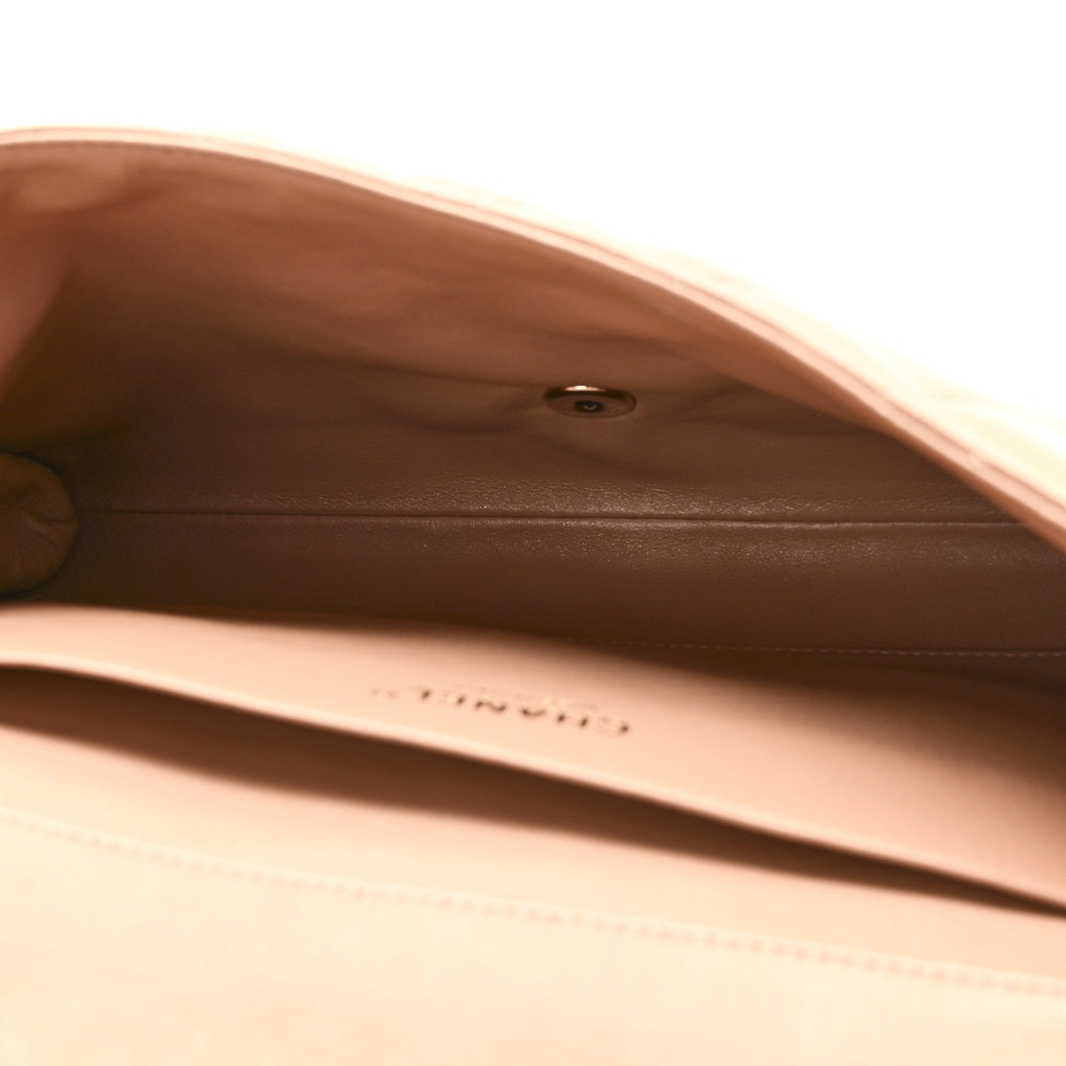 Lambskin Quilted Clutch with Chain Flap Beige Fonce