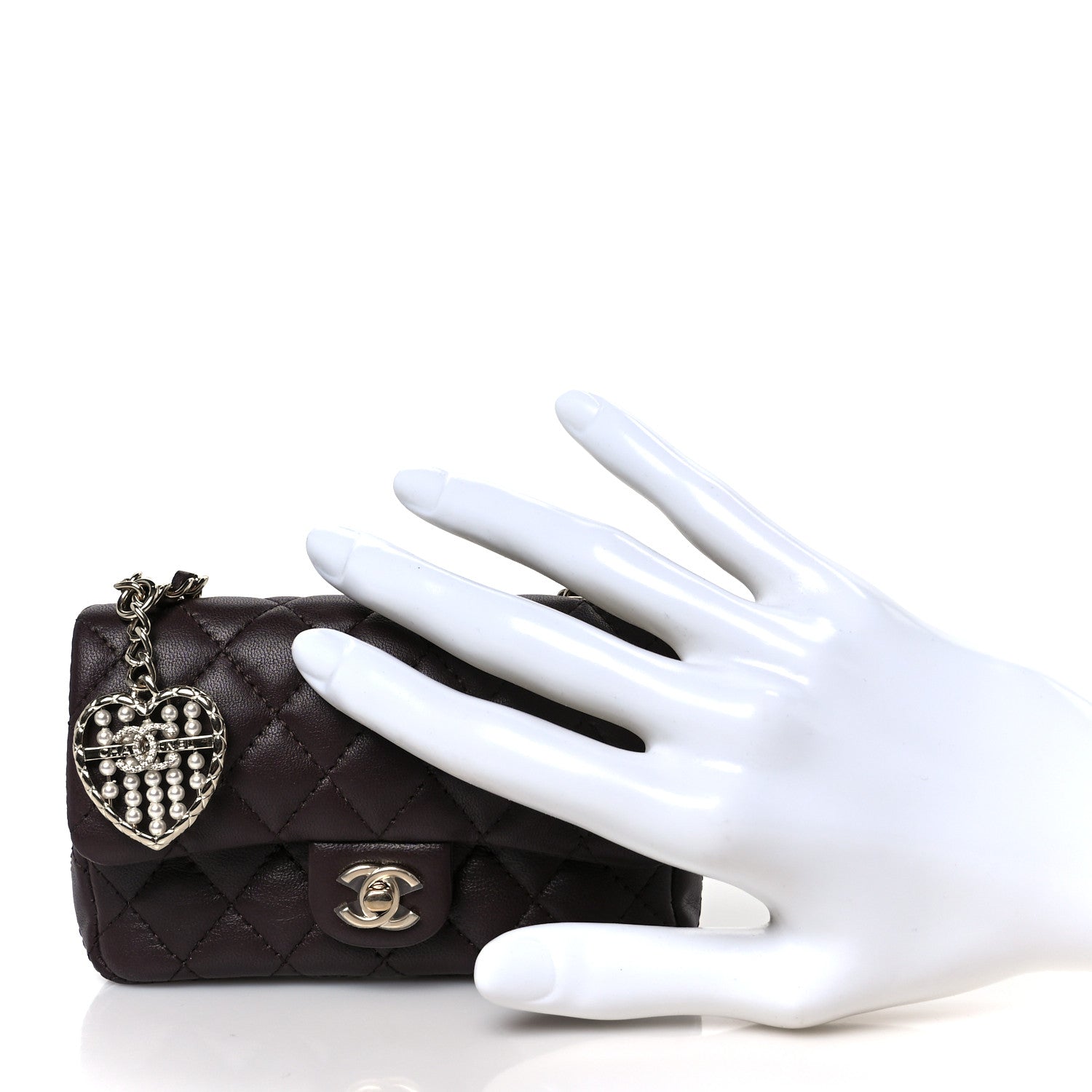 Lambskin Quilted Mini Double Flap With Hook Dark Brown
