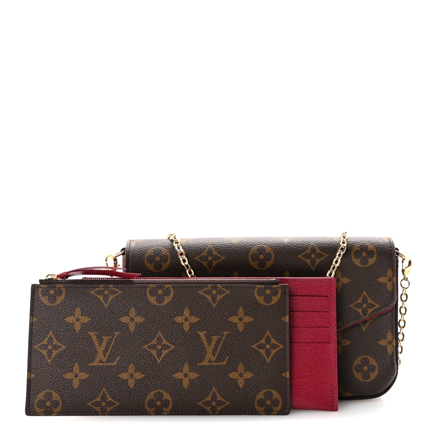 Monogram Pochette Felicie Chain Wallet Fuchsia
