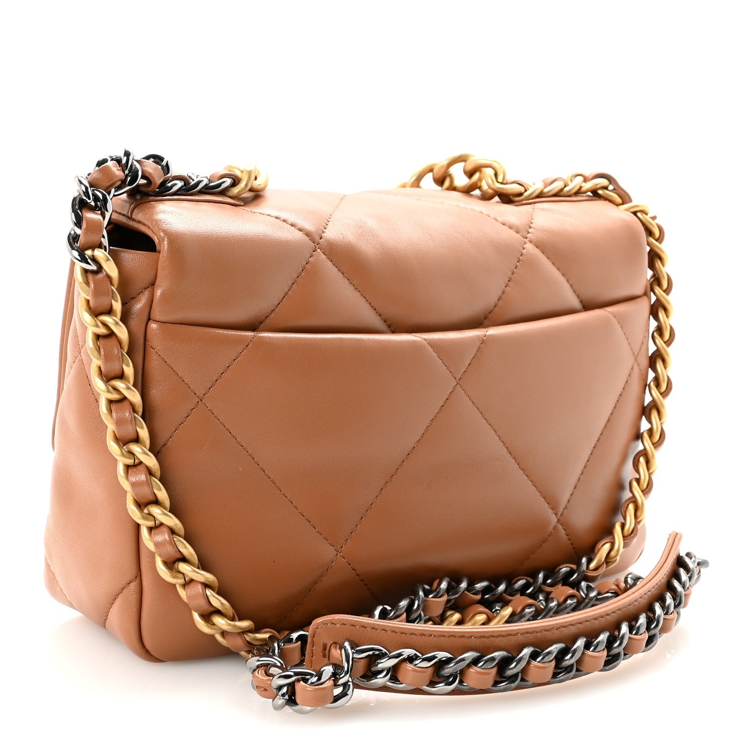 Lambskin Quilted Medium Chanel 19 Flap Brown