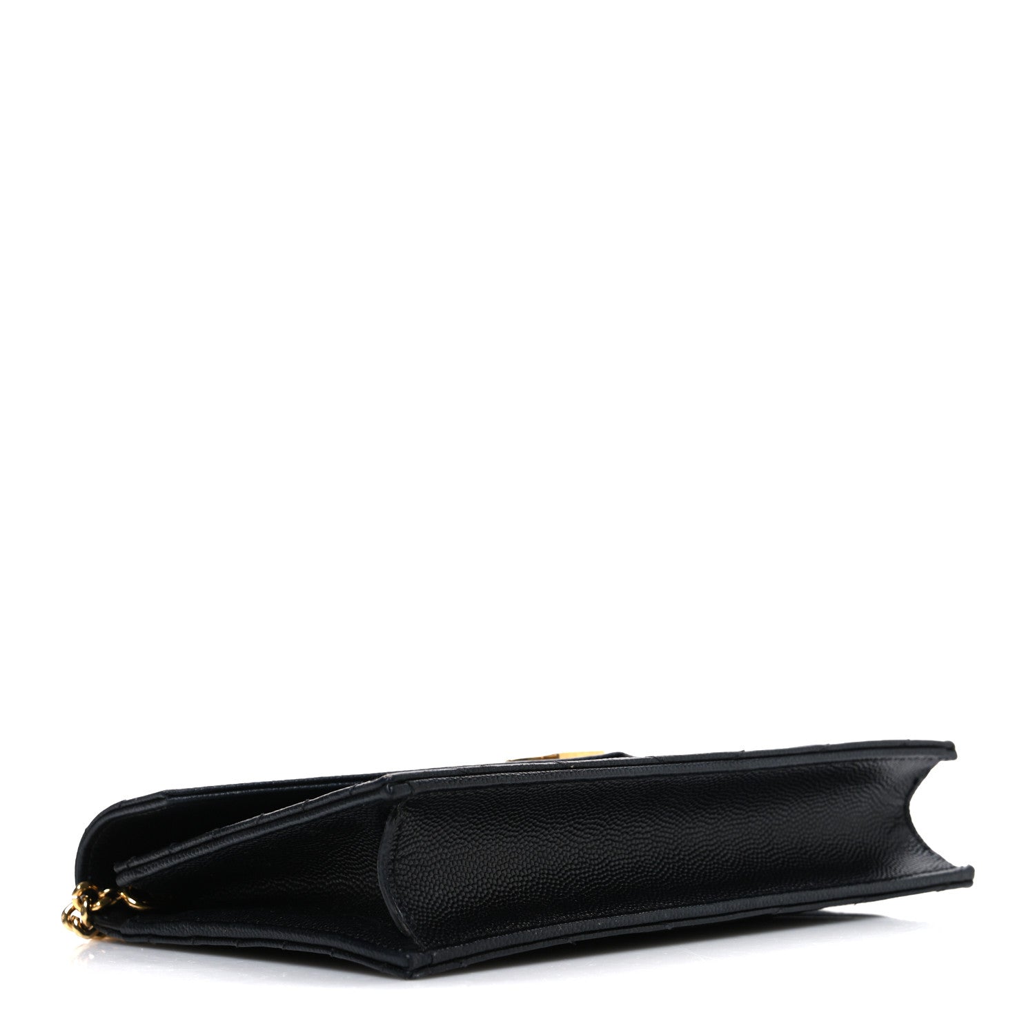 Grain De Poudre Matelasse Chevron Monogram Envelope Chain Wallet Black