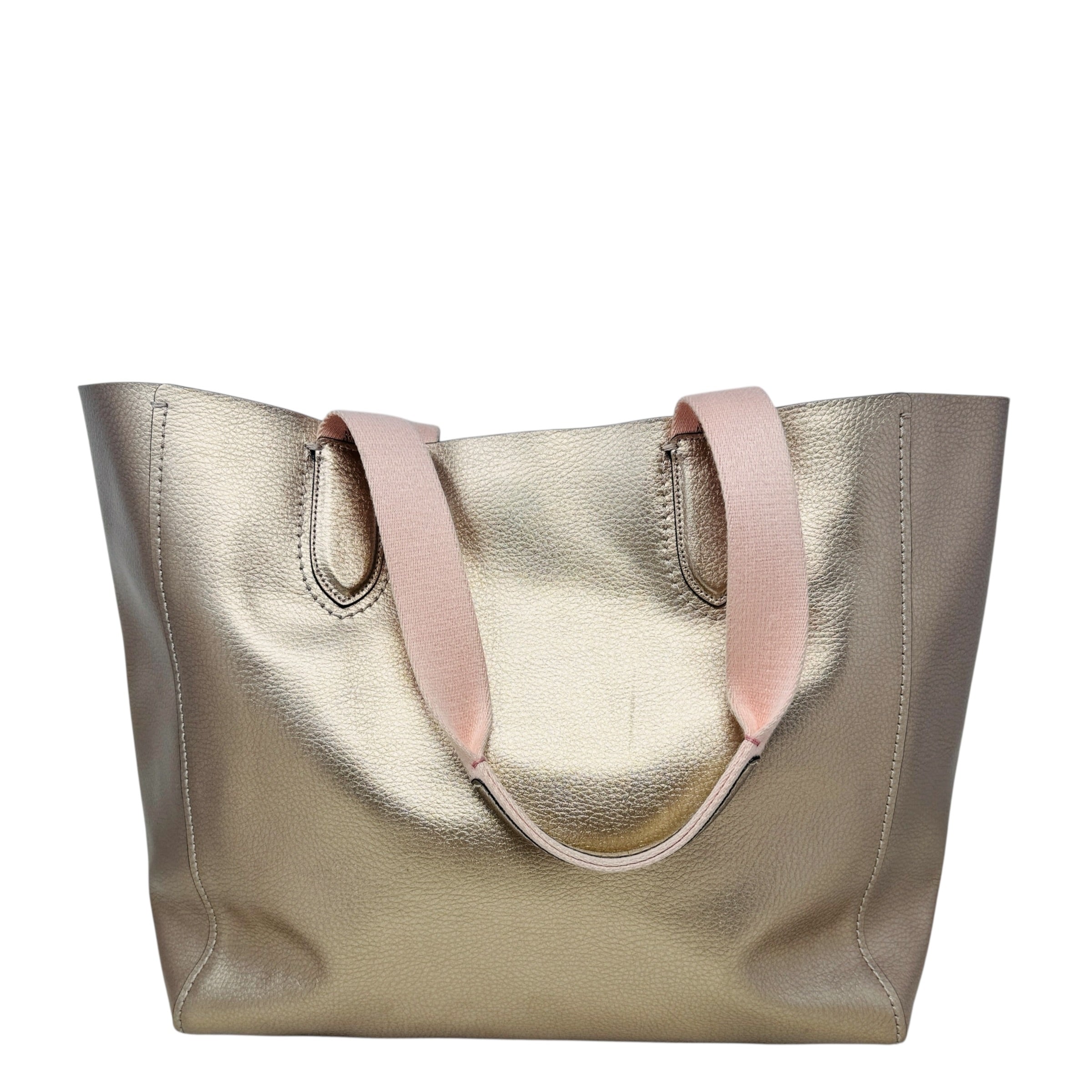 Derby Tote In Rose Gold Pebbled Leather Designer By Coach, Size: Large