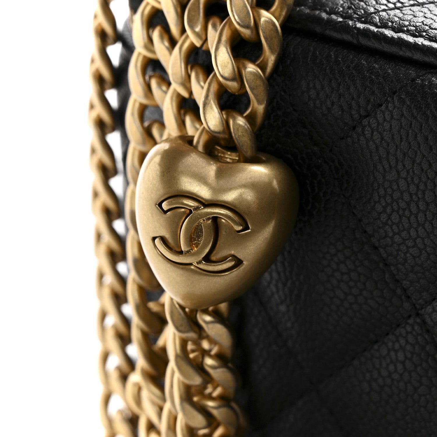Caviar Quilted Sweetheart Vanity Case Black