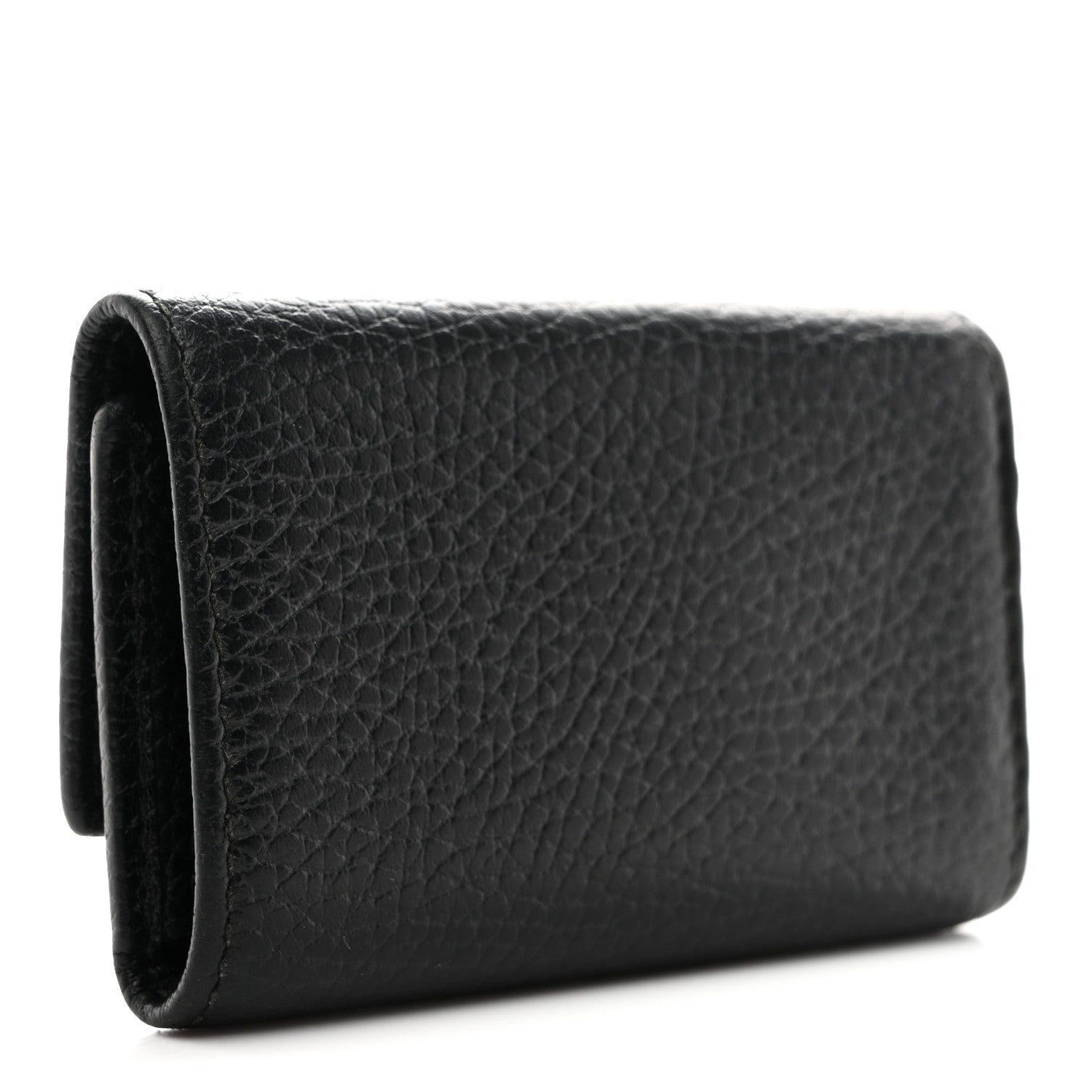 Pebbled Calfskin GG Marmont 6 Key Holder Black
