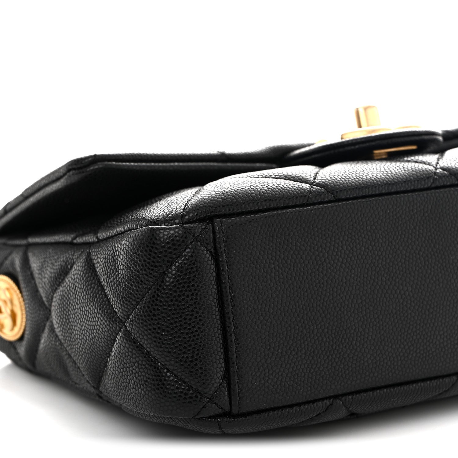Caviar Quilted Small Twist Your Buttons Flap Black