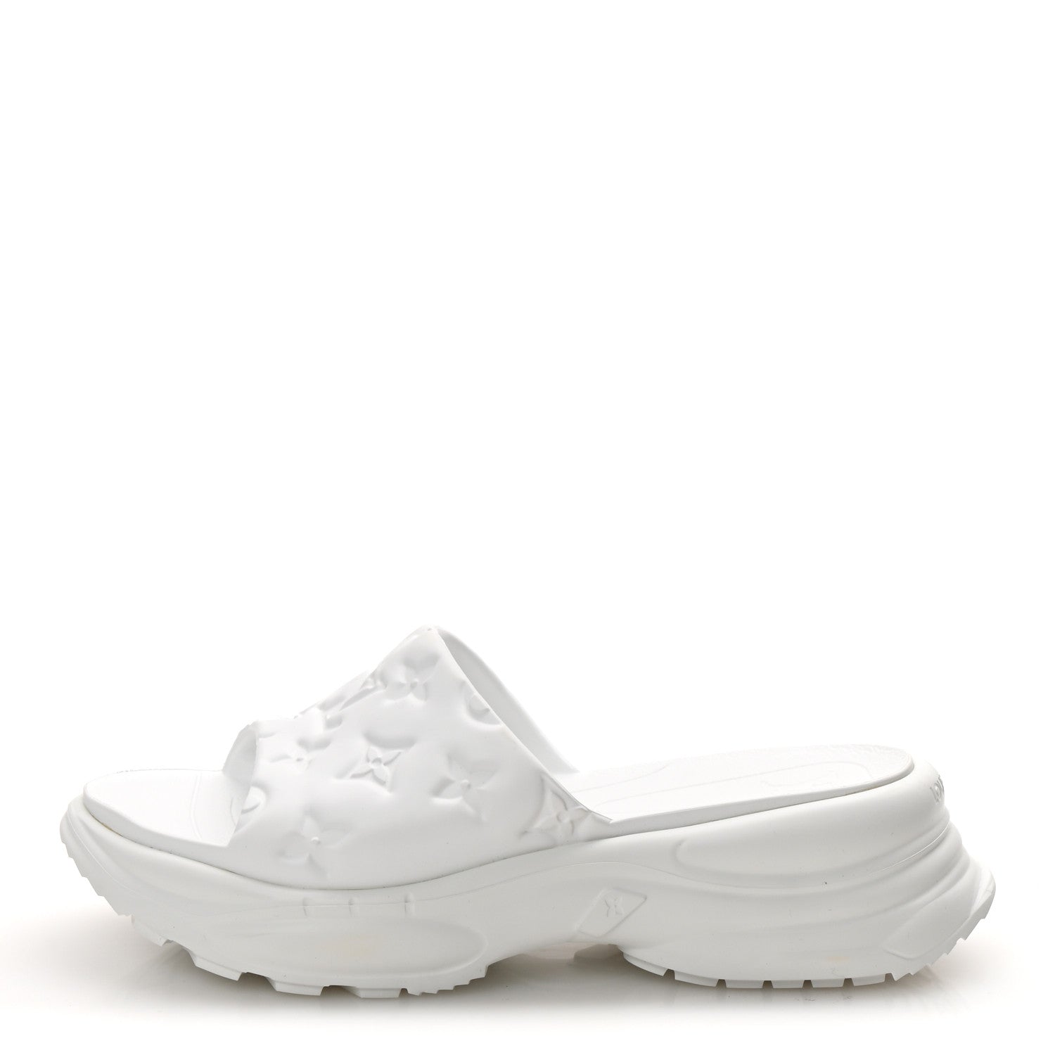 Rubber Embossed Monogram Pool 55 Flat Comfort Mule 39 White