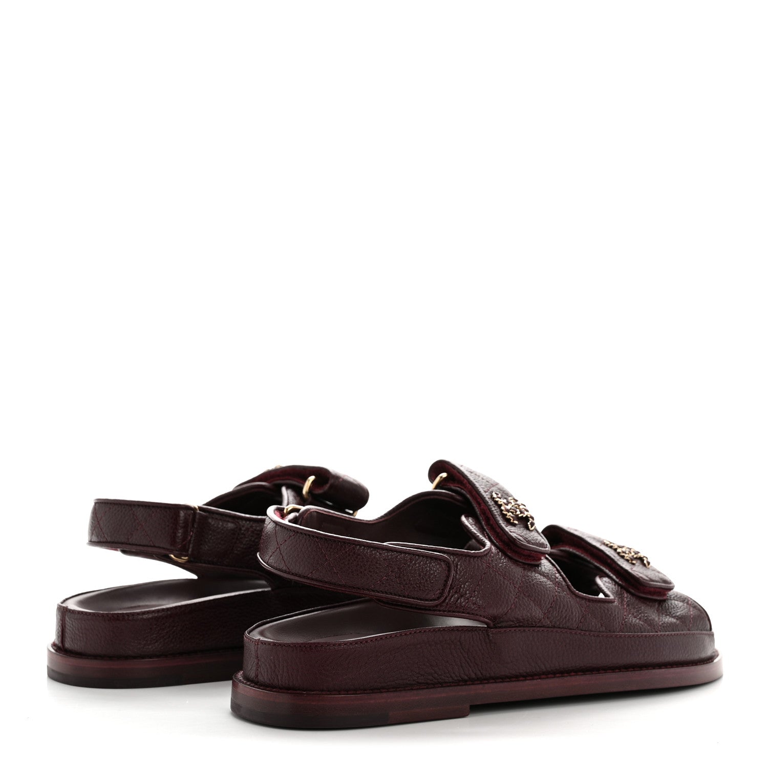 Grained Calfskin Velcro Dad Sandals 36.5 Maroon