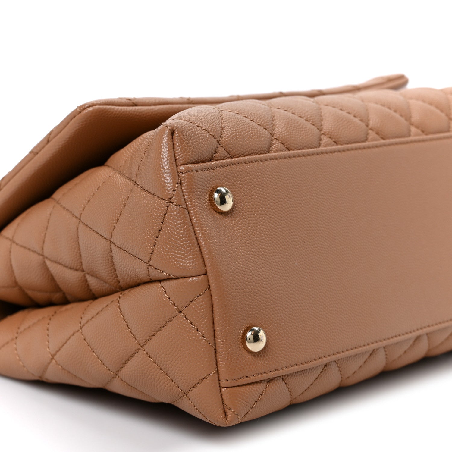 Caviar Quilted Small Coco Handle Flap Brown