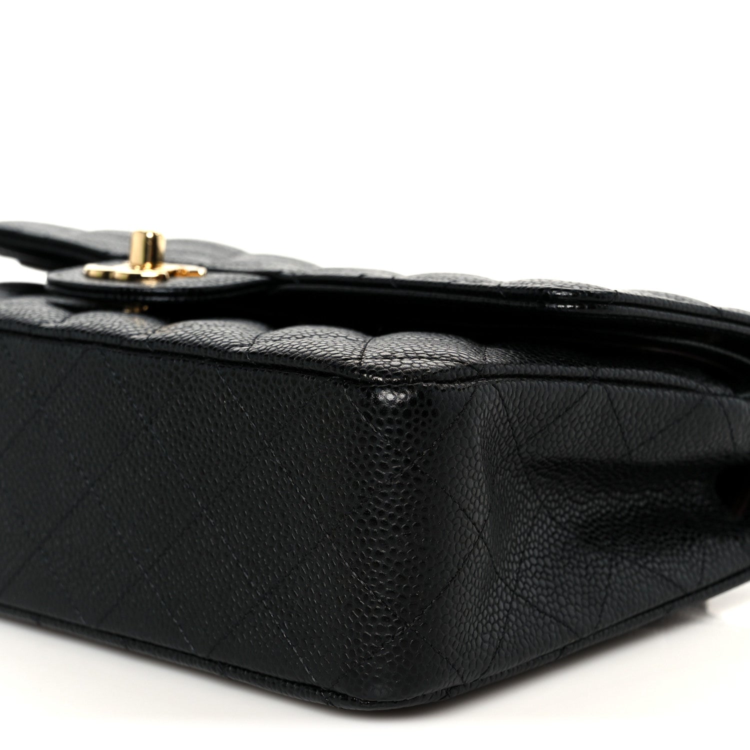 Caviar Quilted Medium Double Flap Black