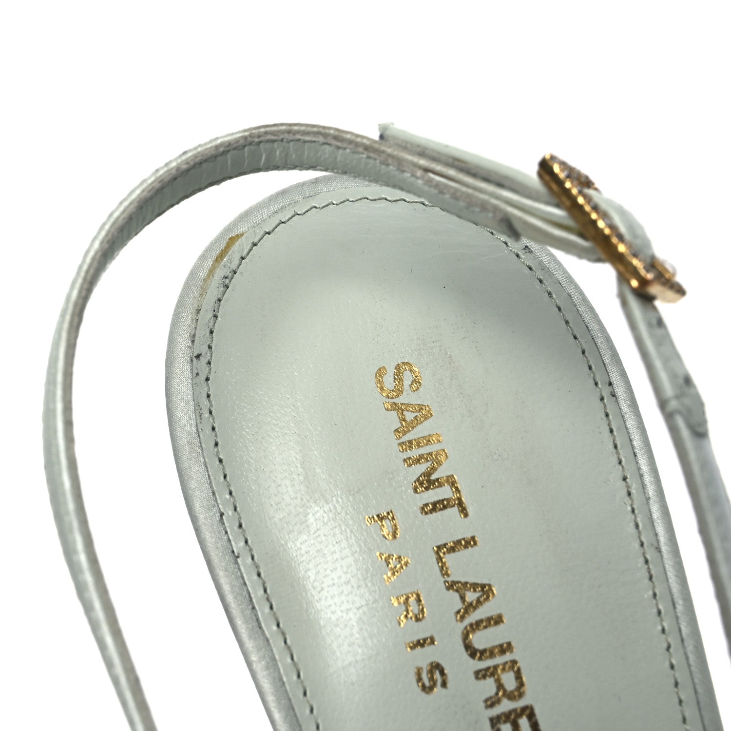 Crepe Satin Blanco Feathered Sandals 39 Slight Green