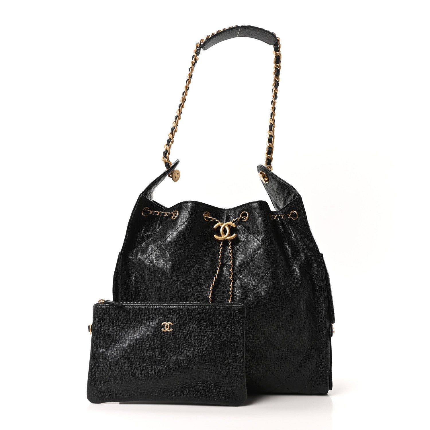 Caviar Quilted Medium Chanel 25 Handbag Black