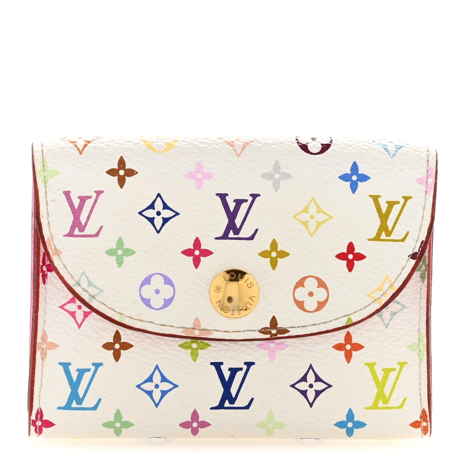 Monogram Multicolor Business Card Holder White Litchi