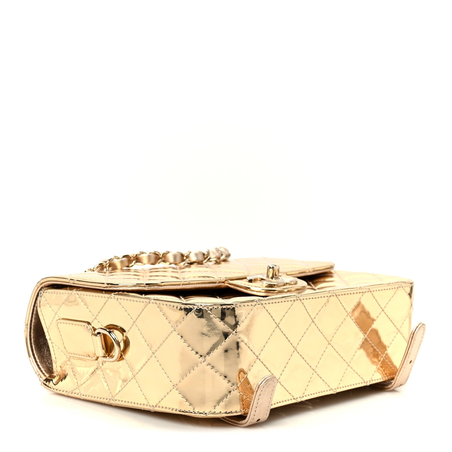 Mirror Calfskin Metallic Calfskin Quilted Hollywood Boulevard Backpack With Coin Purse Gold
