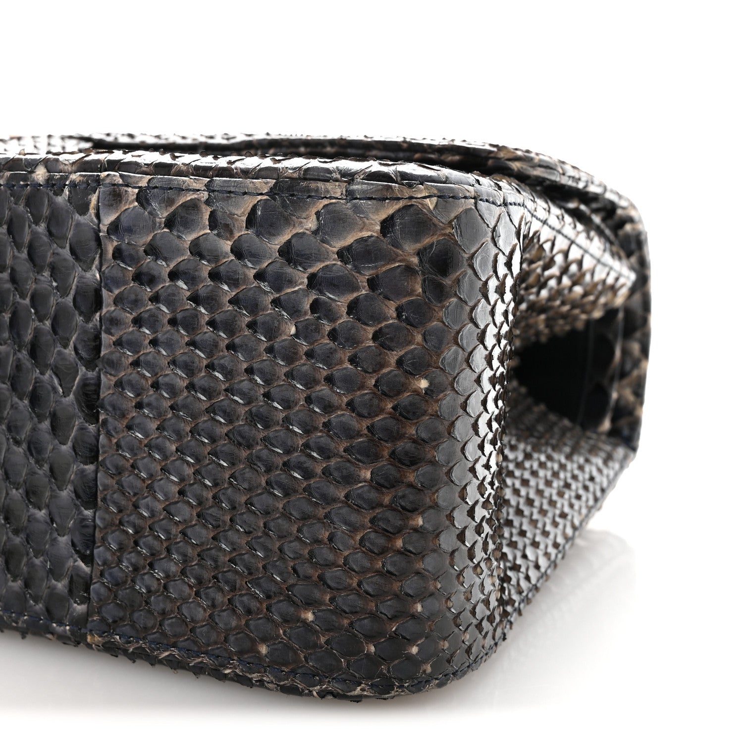 Metallic Snakeskin Jumbo Double Flap Blue