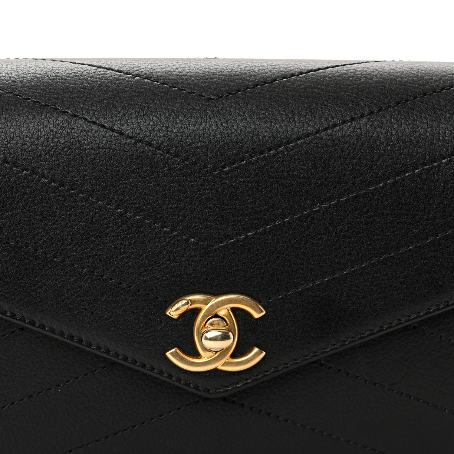 Calfskin Chevron Stitched Coco Waist Bag Black