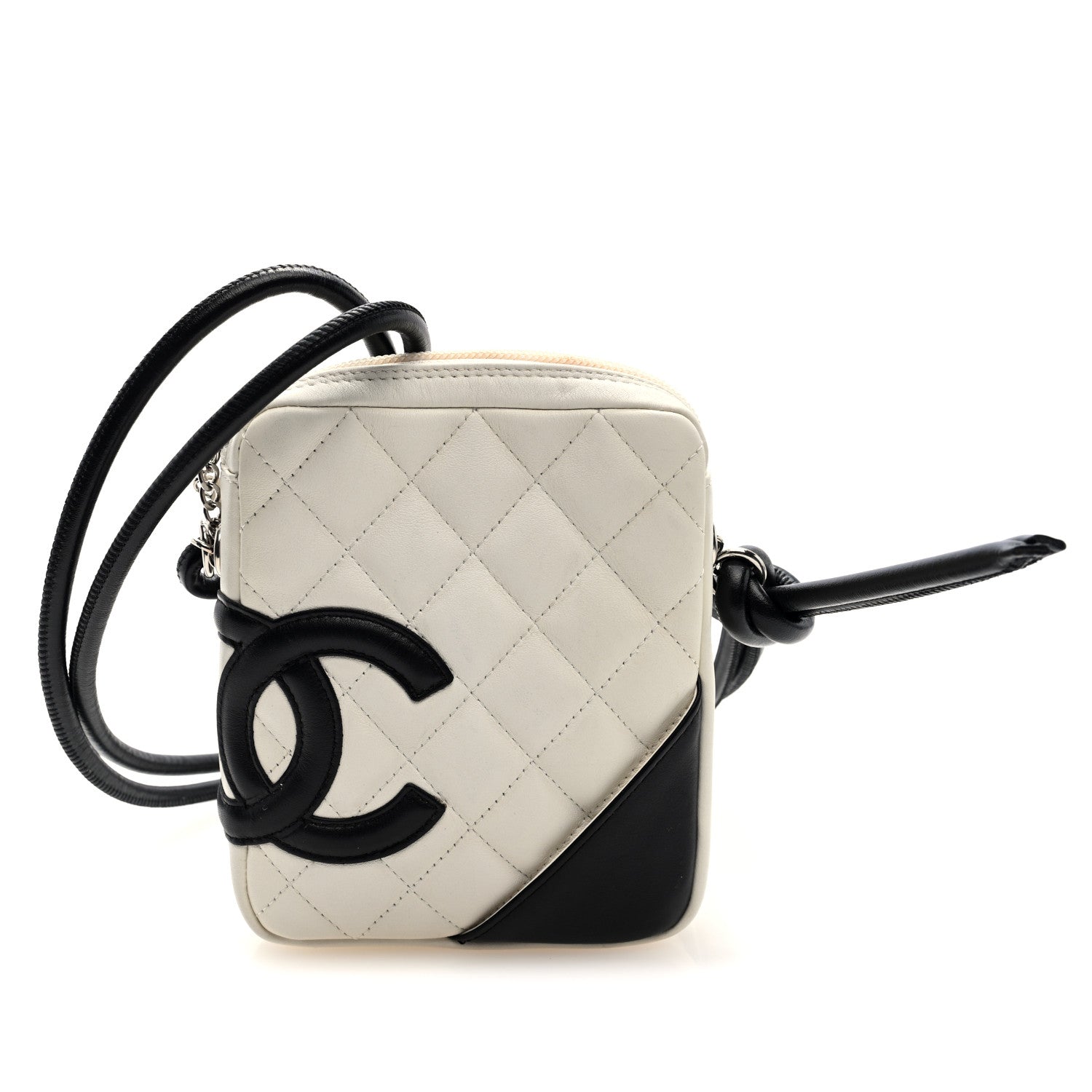 Calfskin Quilted Cambon Small Messenger White Black