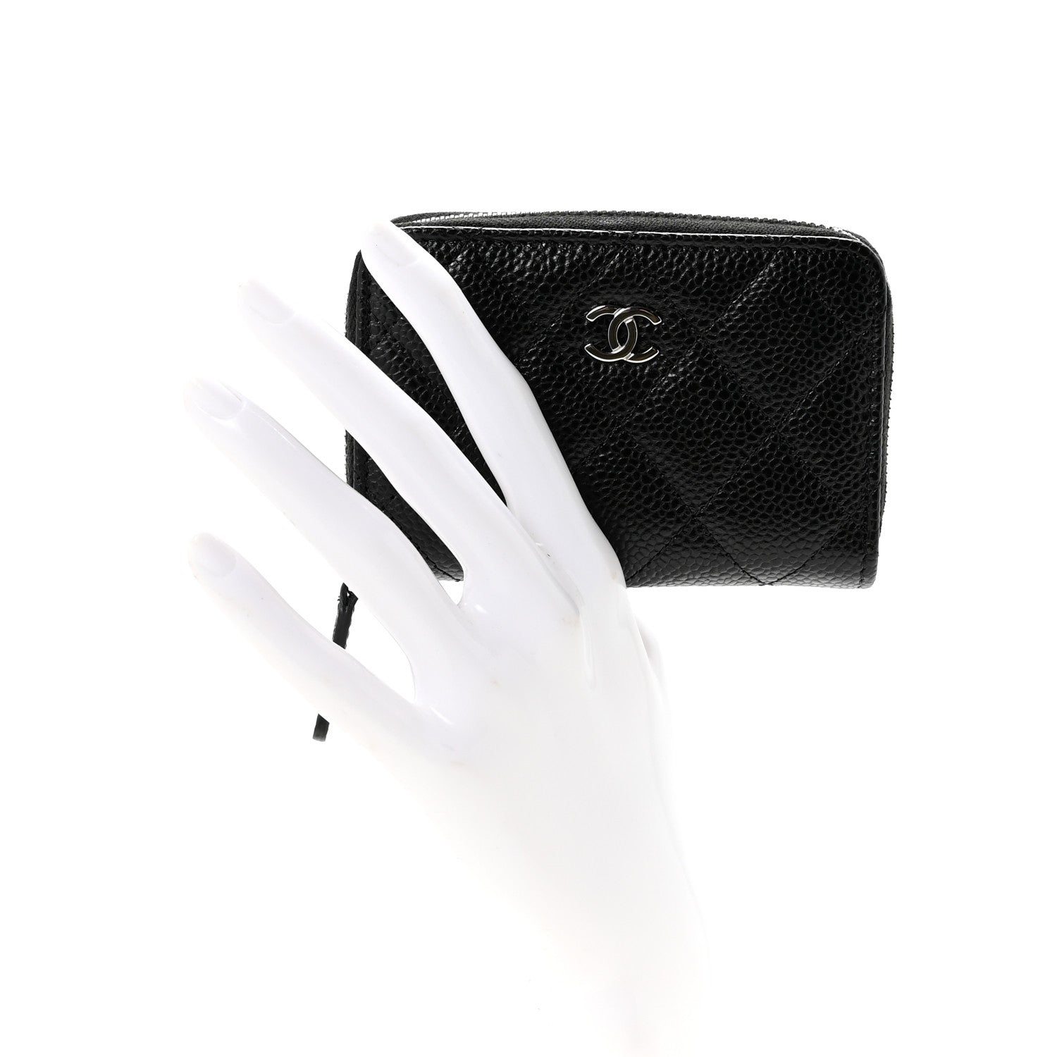Caviar Quilted Zip Coin Purse Black